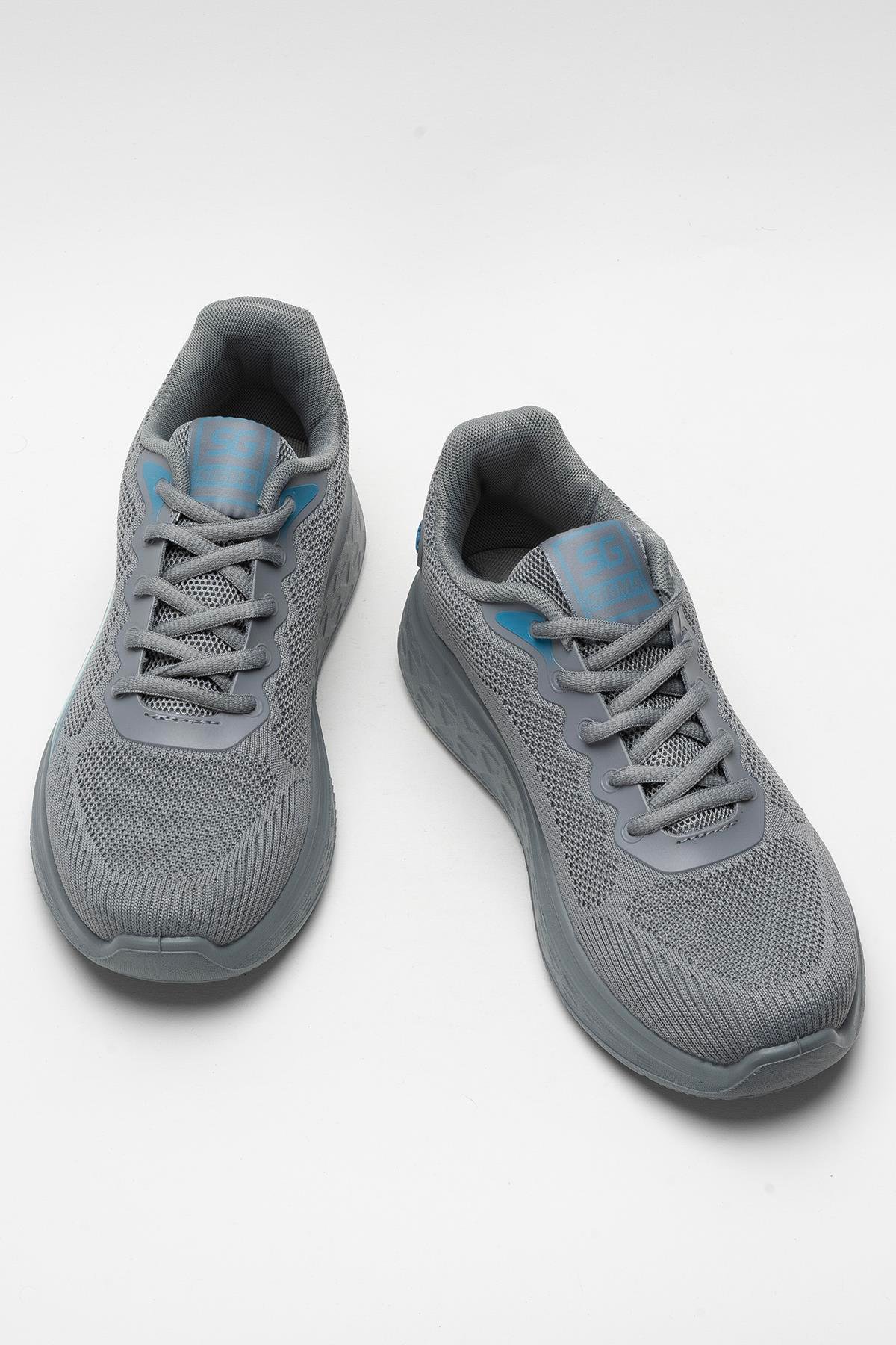 Erkek Triko Sneaker Rahat Hava Alabilen Kokusuz Spor Ayakkabı GRİ - Görsel 7