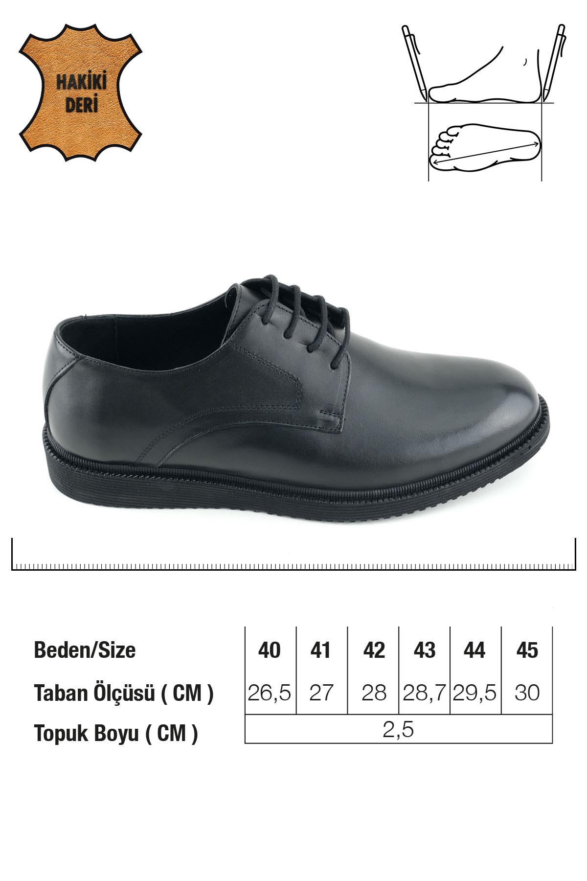 Erkek İç Dış Hakiki Deri Ortopedik Rahat Taban Bağcıklı Ayarlanabilir Günlük Klasik Ayakkabı - Görsel 3