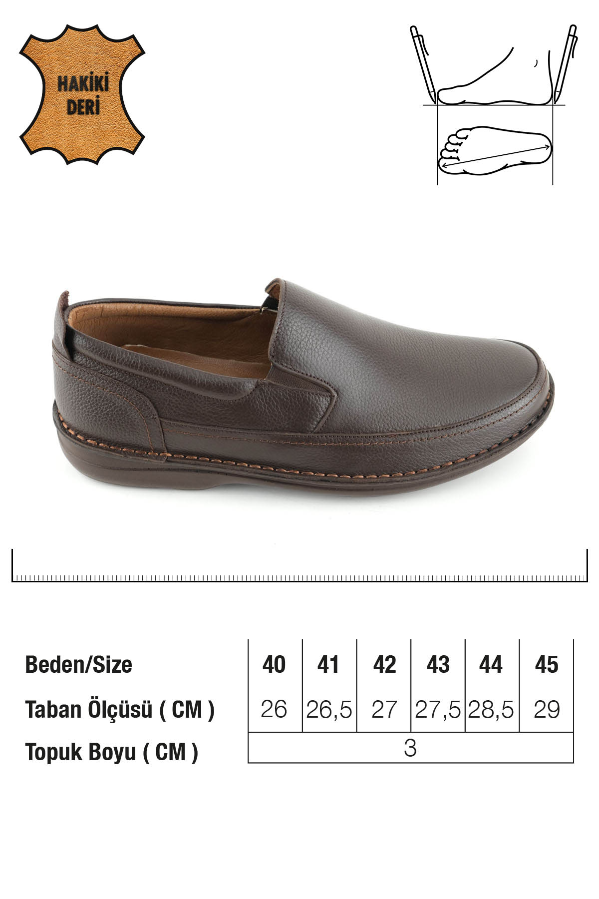 Erkek Yazlık İç Dış Hakiki Deri Ortopedik Rahat Klimalı Taban Boğazdan Lastikli Esnek Günlük Ayakkabı - Görsel 3