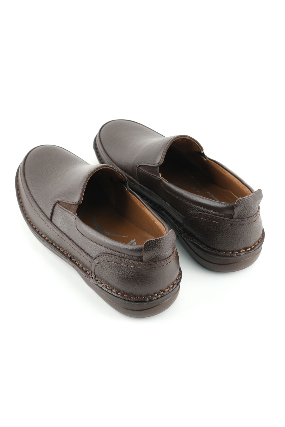 Erkek Yazlık İç Dış Hakiki Deri Ortopedik Rahat Klimalı Taban Boğazdan Lastikli Esnek Günlük Ayakkabı - Görsel 5