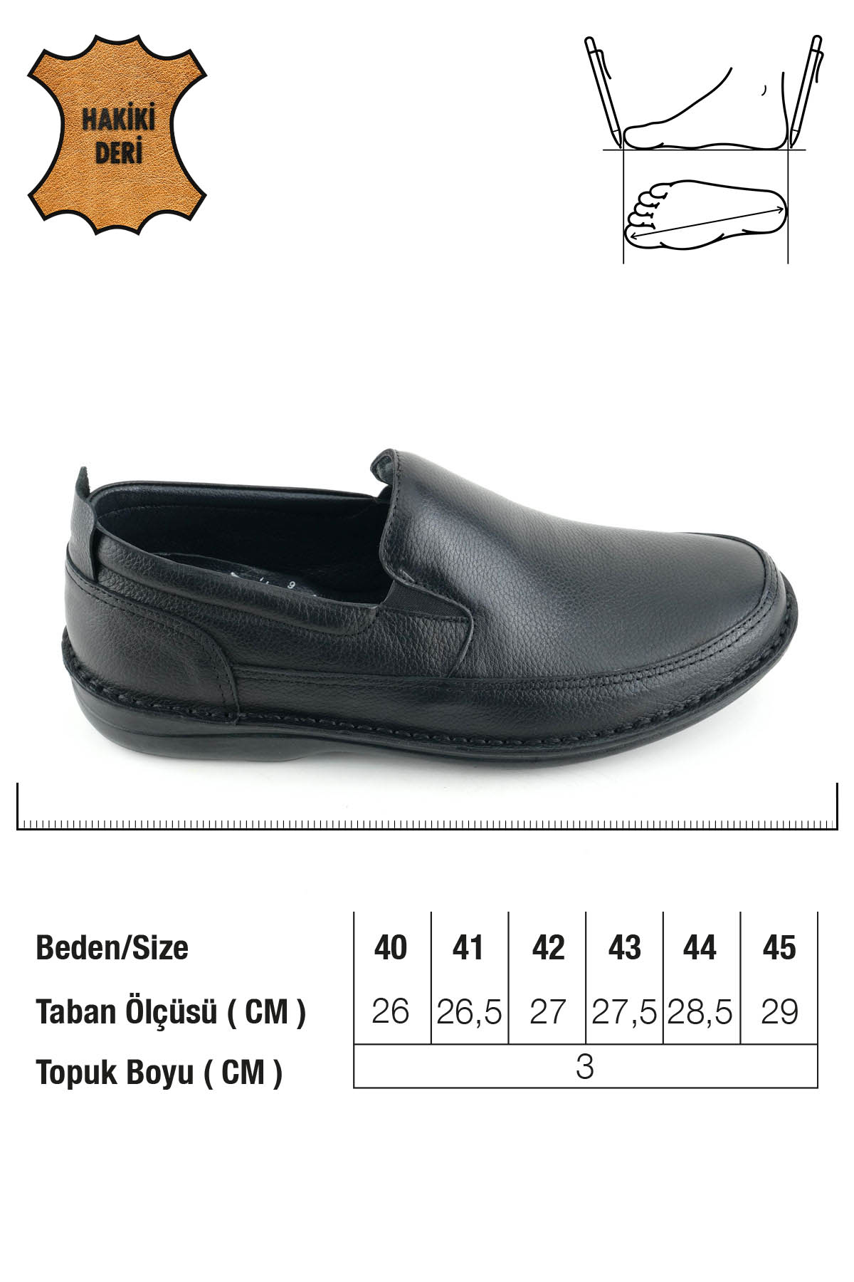 Erkek Yazlık İç Dış Hakiki Deri Ortopedik Rahat Klimalı Taban Boğazdan Lastikli Esnek Günlük Ayakkabı - Görsel 3