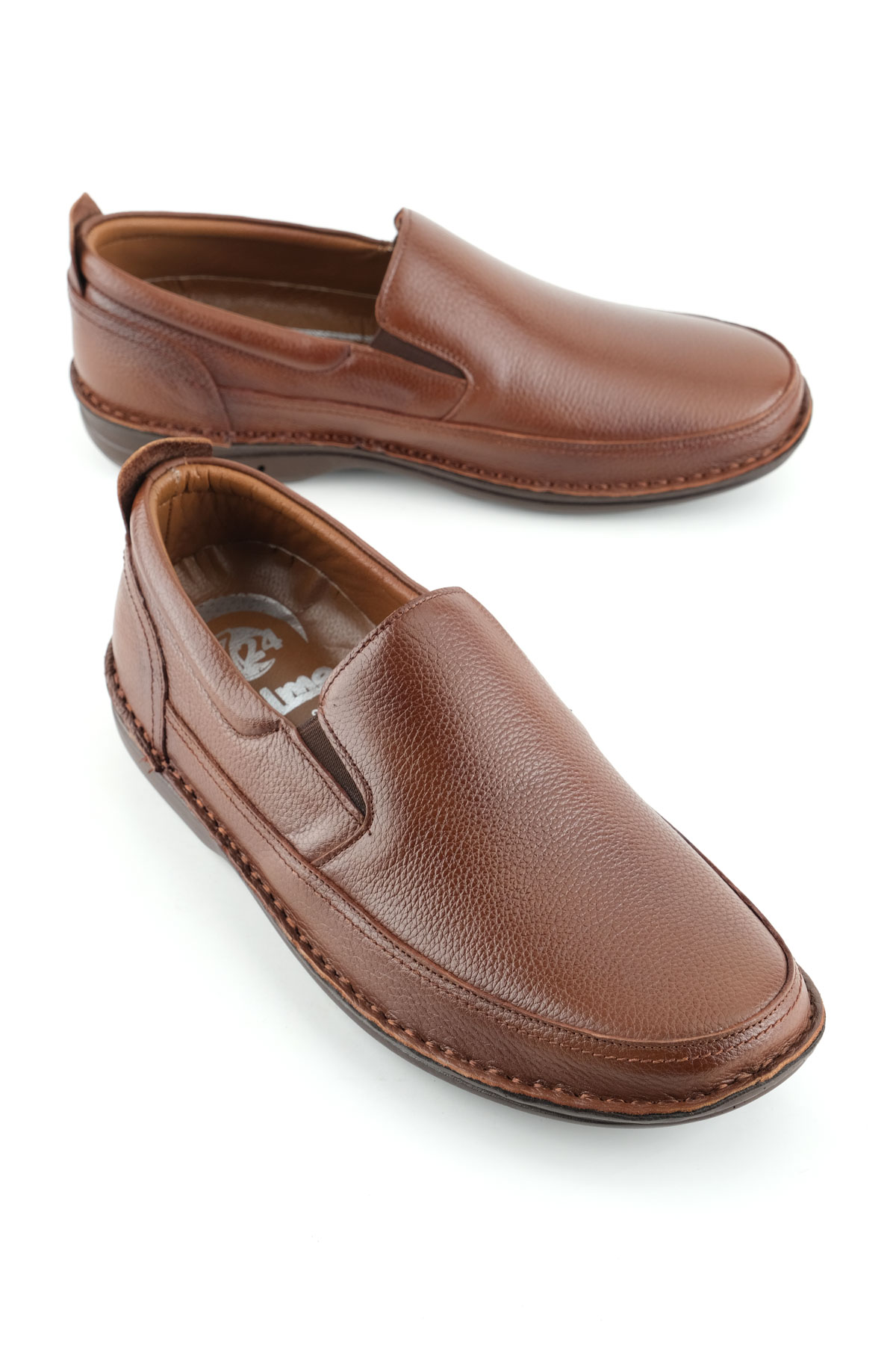 Erkek Yazlık İç Dış Hakiki Deri Ortopedik Rahat Klimalı Taban Boğazdan Lastikli Esnek Günlük Ayakkabı - Görsel 2