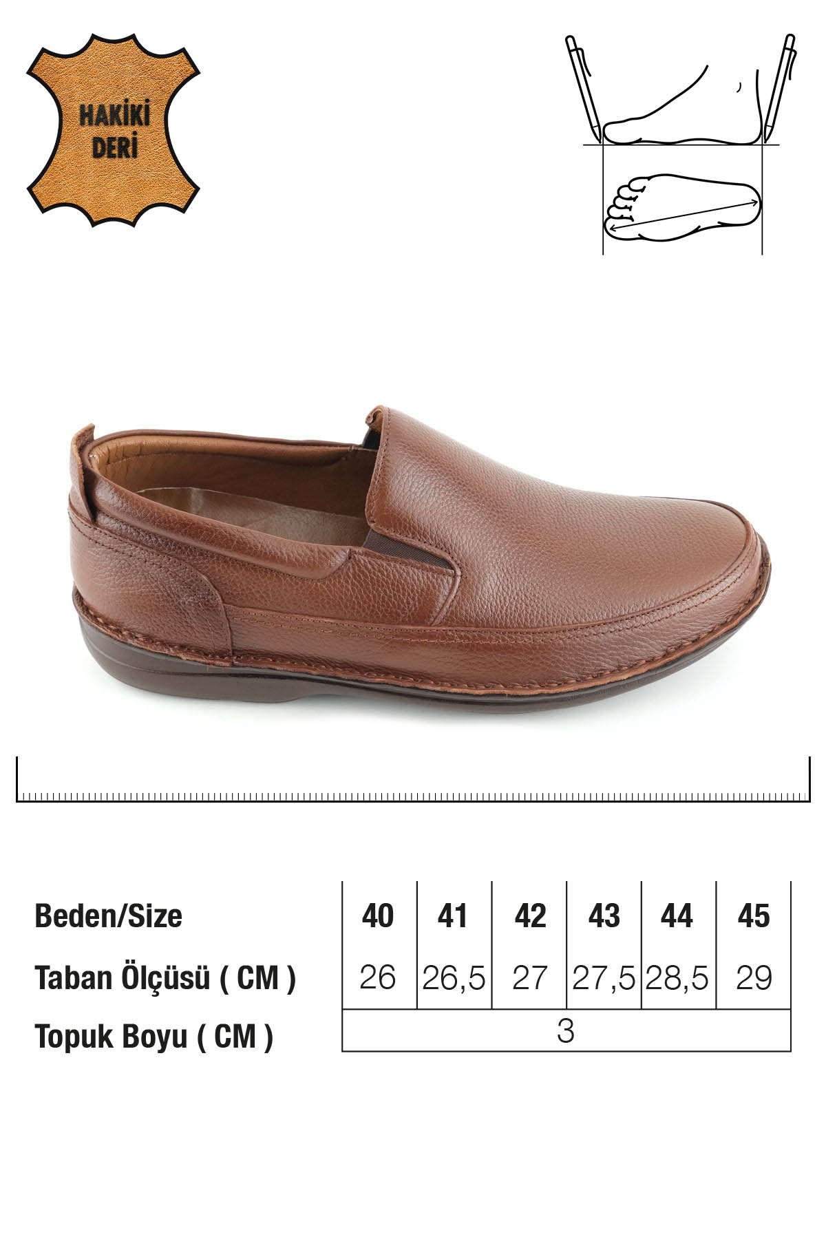 Erkek Yazlık İç Dış Hakiki Deri Ortopedik Rahat Klimalı Taban Boğazdan Lastikli Esnek Günlük Ayakkabı - Görsel 3