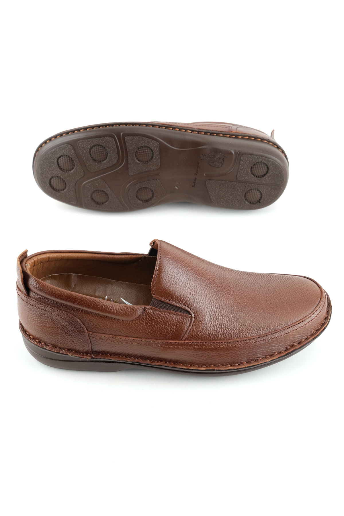 Erkek Yazlık İç Dış Hakiki Deri Ortopedik Rahat Klimalı Taban Boğazdan Lastikli Esnek Günlük Ayakkabı - Görsel 6