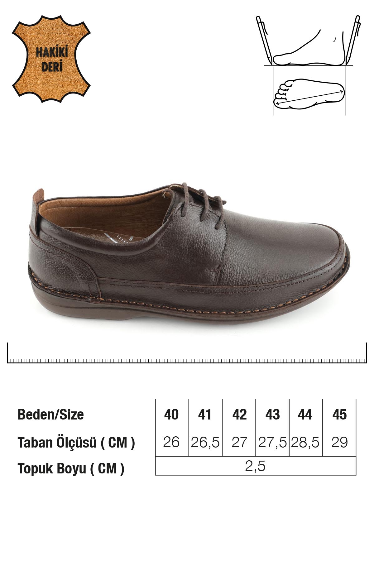 Erkek Yazlık İç Dış Hakiki Deri Ortopedik Rahat Klimalı Taban Bağcıklı Ayarlanabilir Günlük Klasik Ayakkabı - Görsel 3