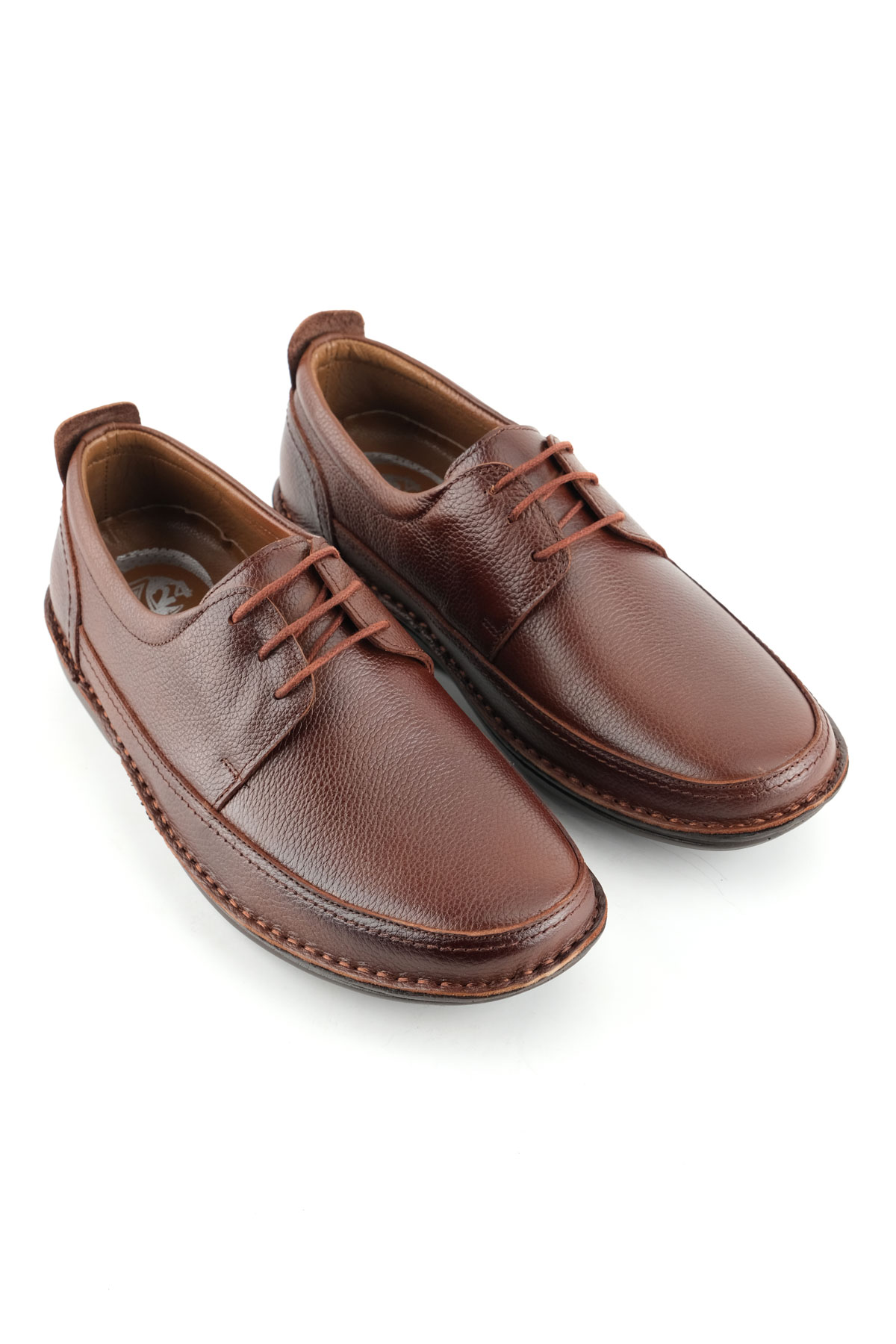 Erkek Yazlık İç Dış Hakiki Deri Ortopedik Rahat Klimalı Taban Bağcıklı Ayarlanabilir Günlük Klasik Ayakkabı - Görsel 4