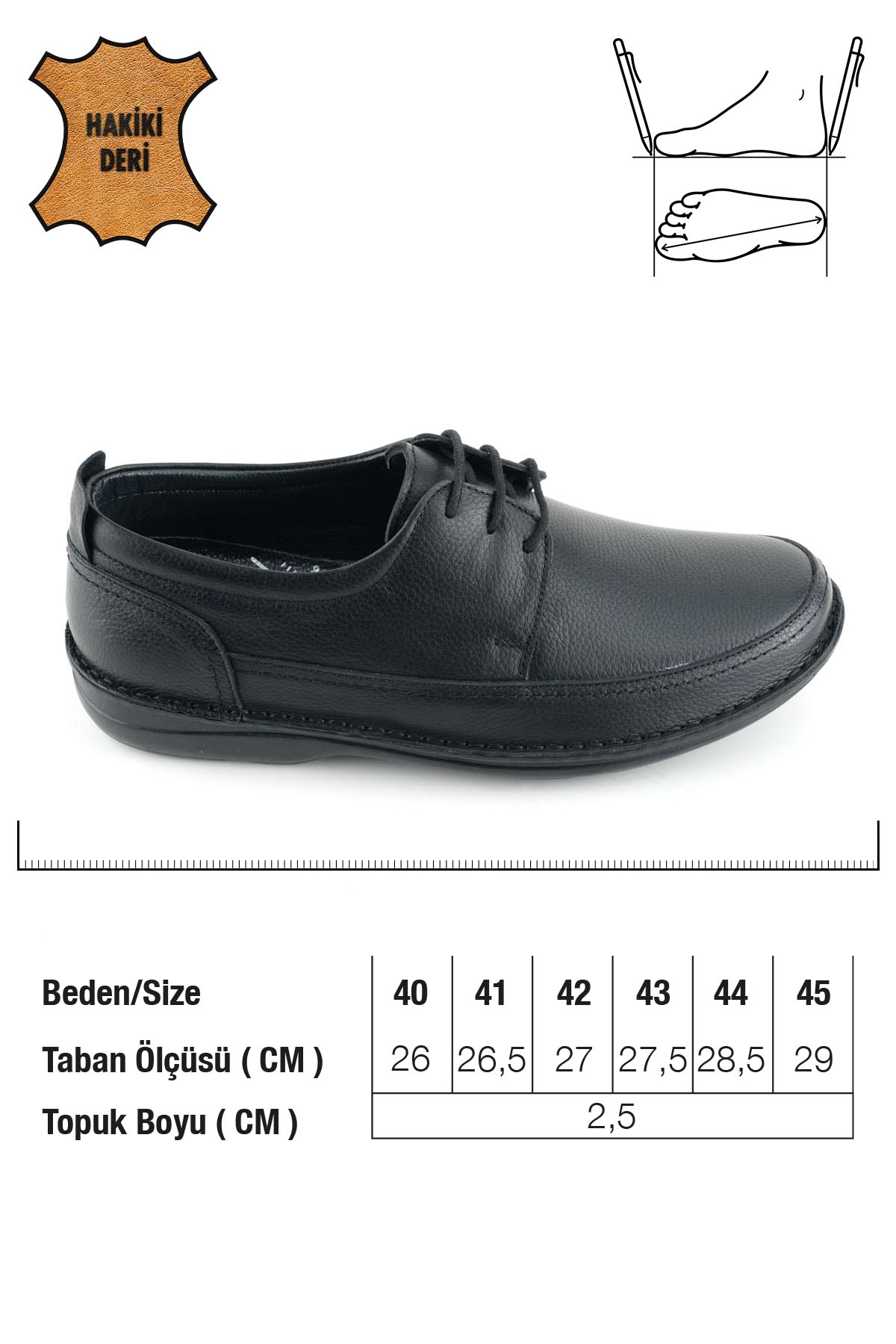 Erkek Yazlık İç Dış Hakiki Deri Ortopedik Rahat Klimalı Taban Bağcıklı Ayarlanabilir Günlük Klasik Ayakkabı - Görsel 3