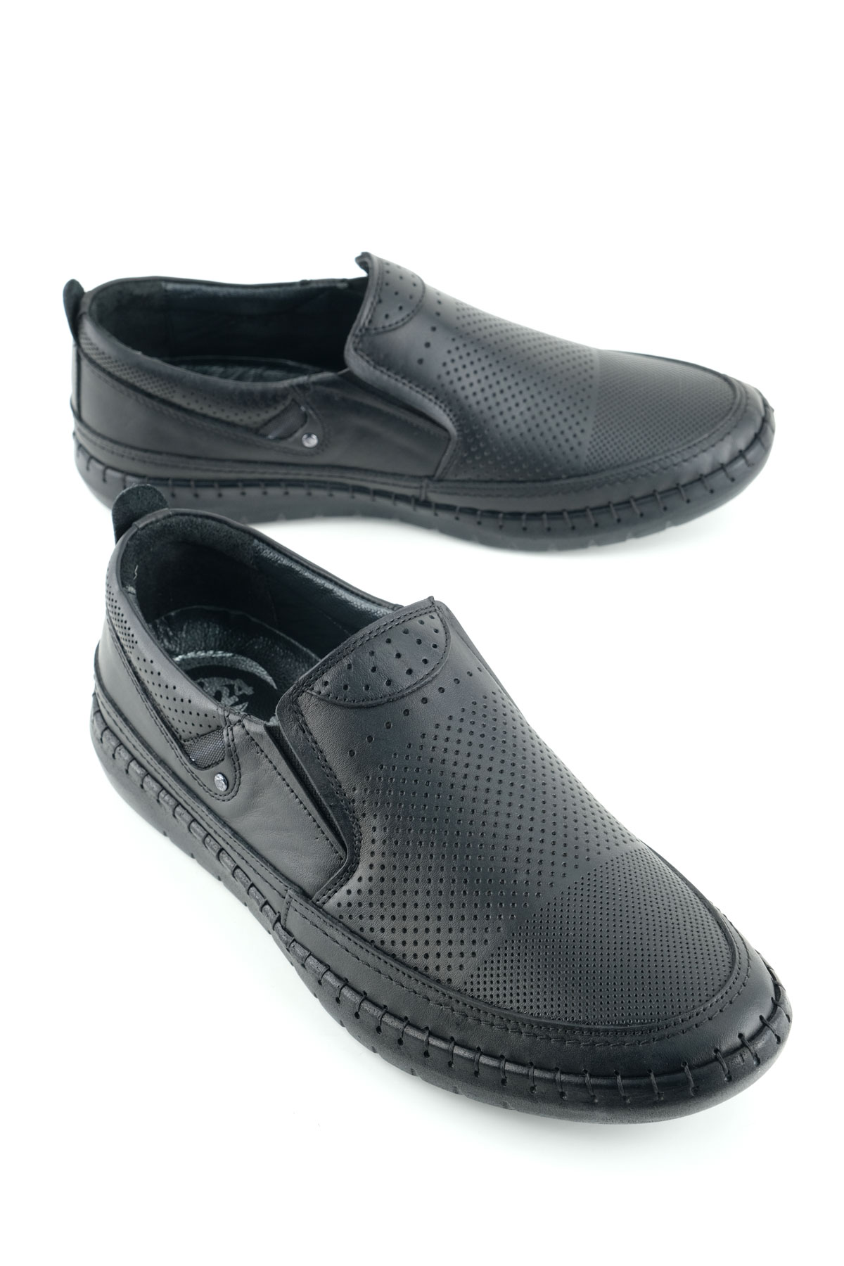 Erkek Yazlık İç Dış Hakiki Deri Ortopedik Rahat Taban Boğazdan Lastikli Esnek Günlük Ayakkabı - Görsel 2