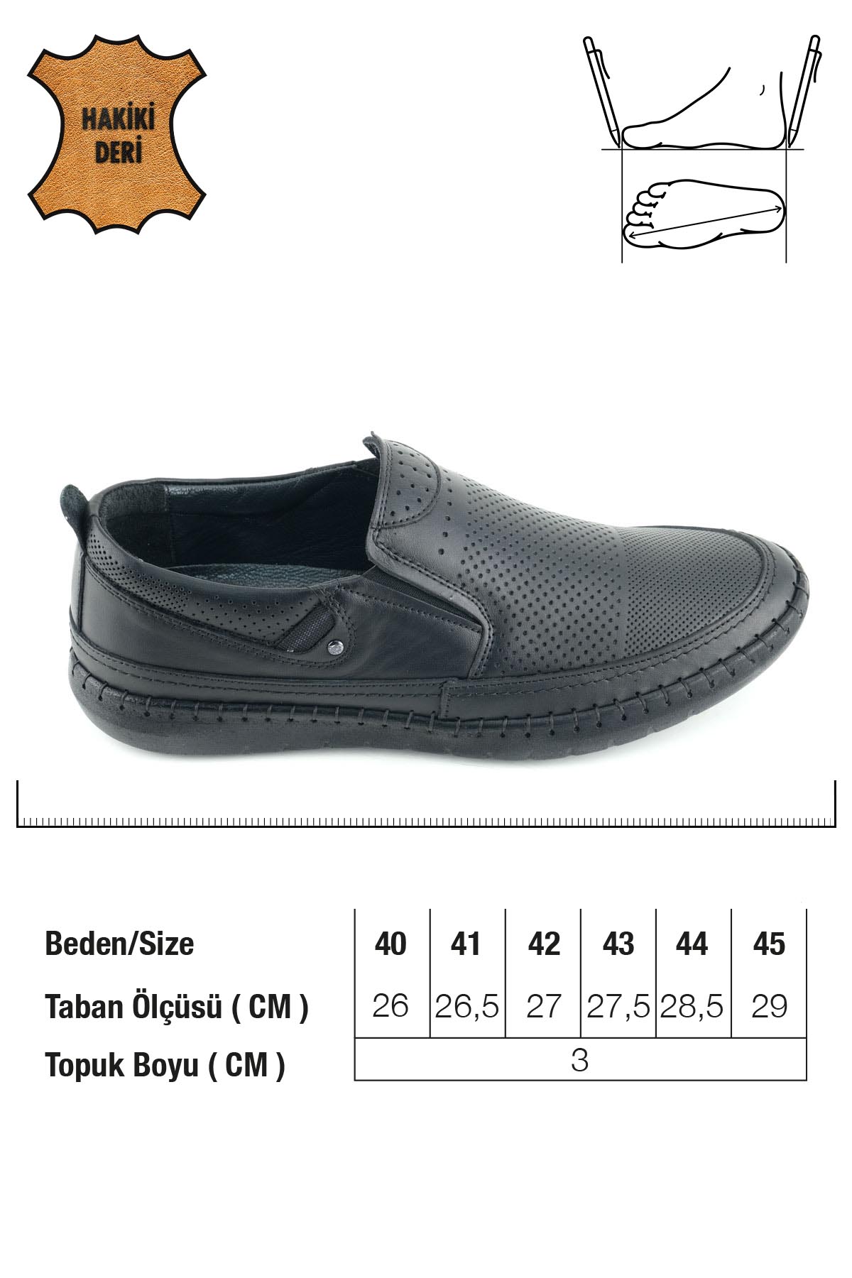 Erkek Yazlık İç Dış Hakiki Deri Ortopedik Rahat Taban Boğazdan Lastikli Esnek Günlük Ayakkabı - Görsel 3