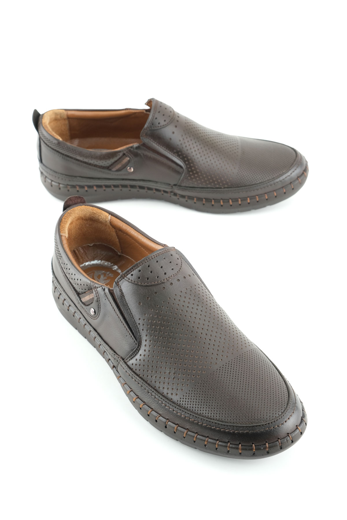 Erkek Yazlık İç Dış Hakiki Deri Ortopedik Rahat Taban Boğazdan Lastikli Esnek Günlük Ayakkabı - Görsel 2