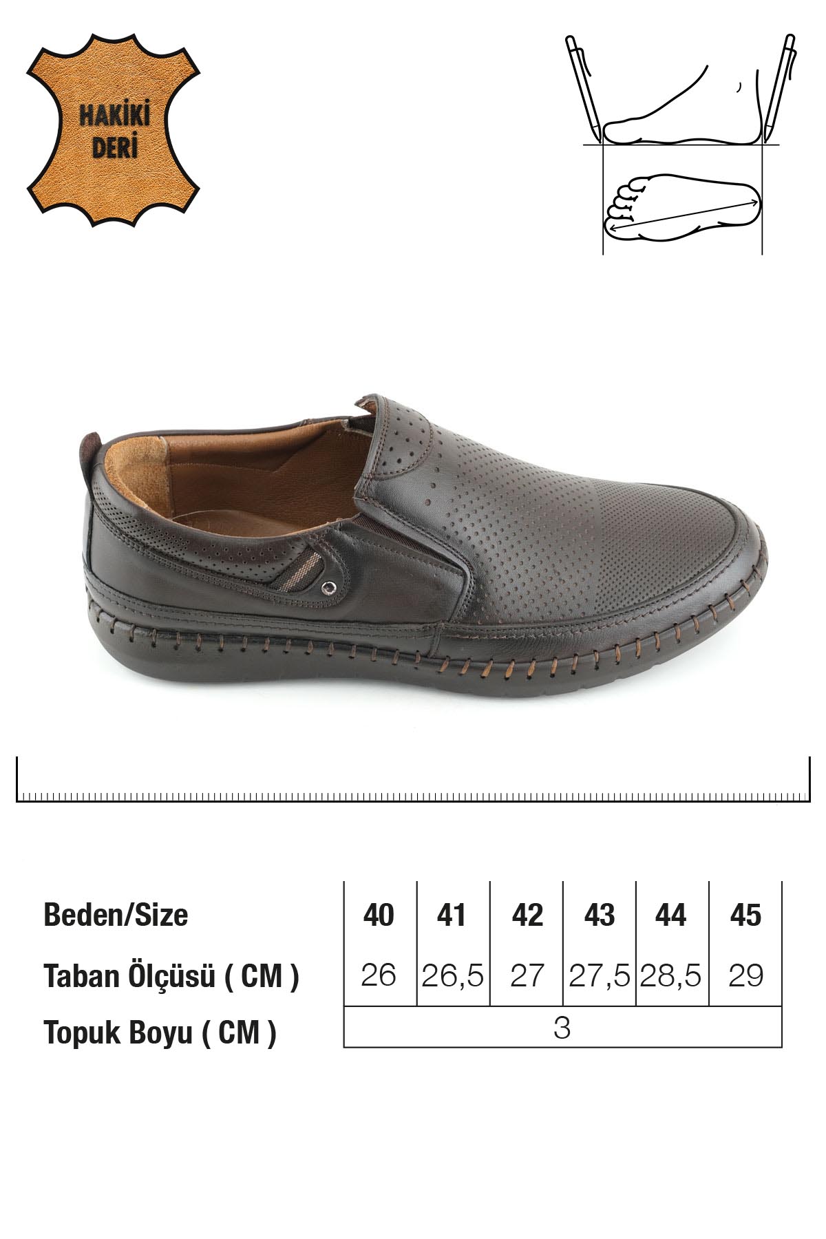 Erkek Yazlık İç Dış Hakiki Deri Ortopedik Rahat Taban Boğazdan Lastikli Esnek Günlük Ayakkabı - Görsel 3