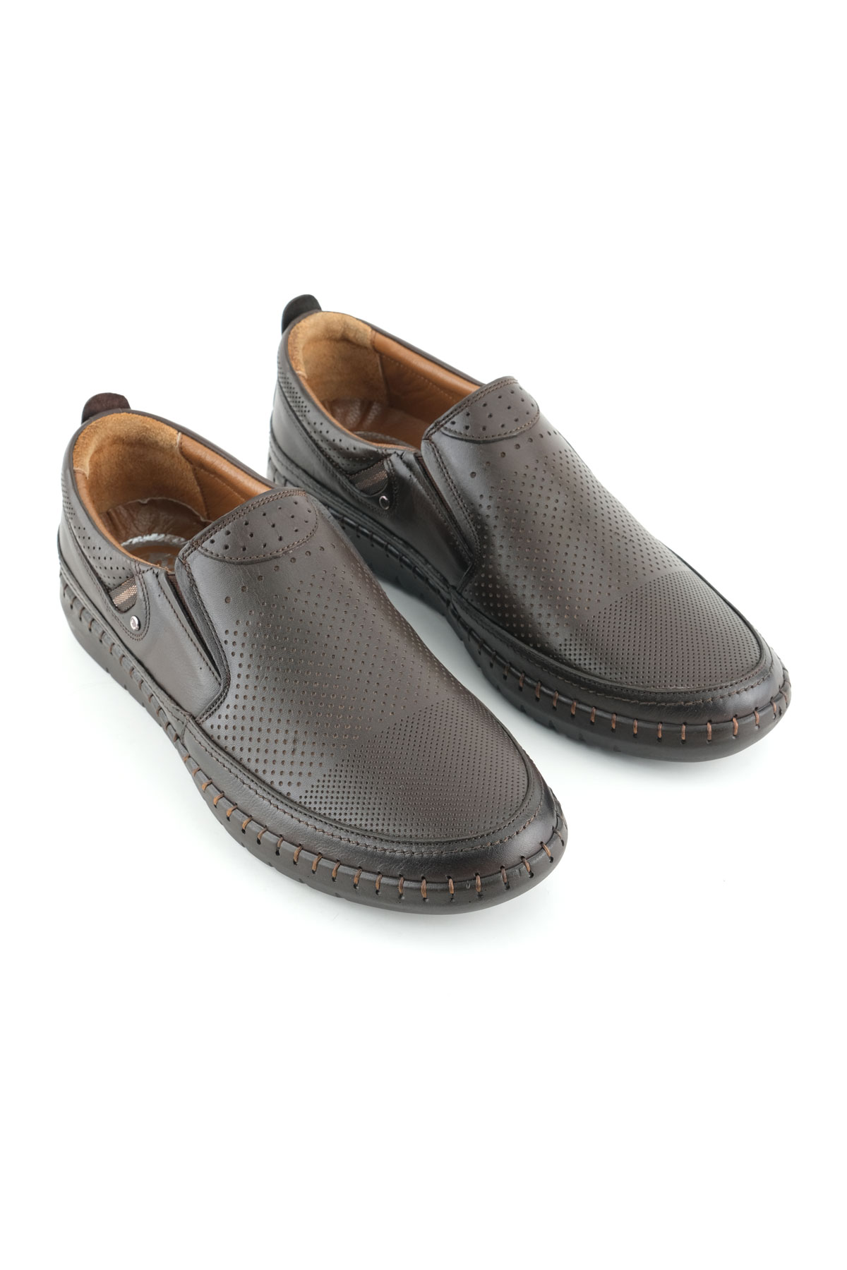 Erkek Yazlık İç Dış Hakiki Deri Ortopedik Rahat Taban Boğazdan Lastikli Esnek Günlük Ayakkabı - Görsel 4