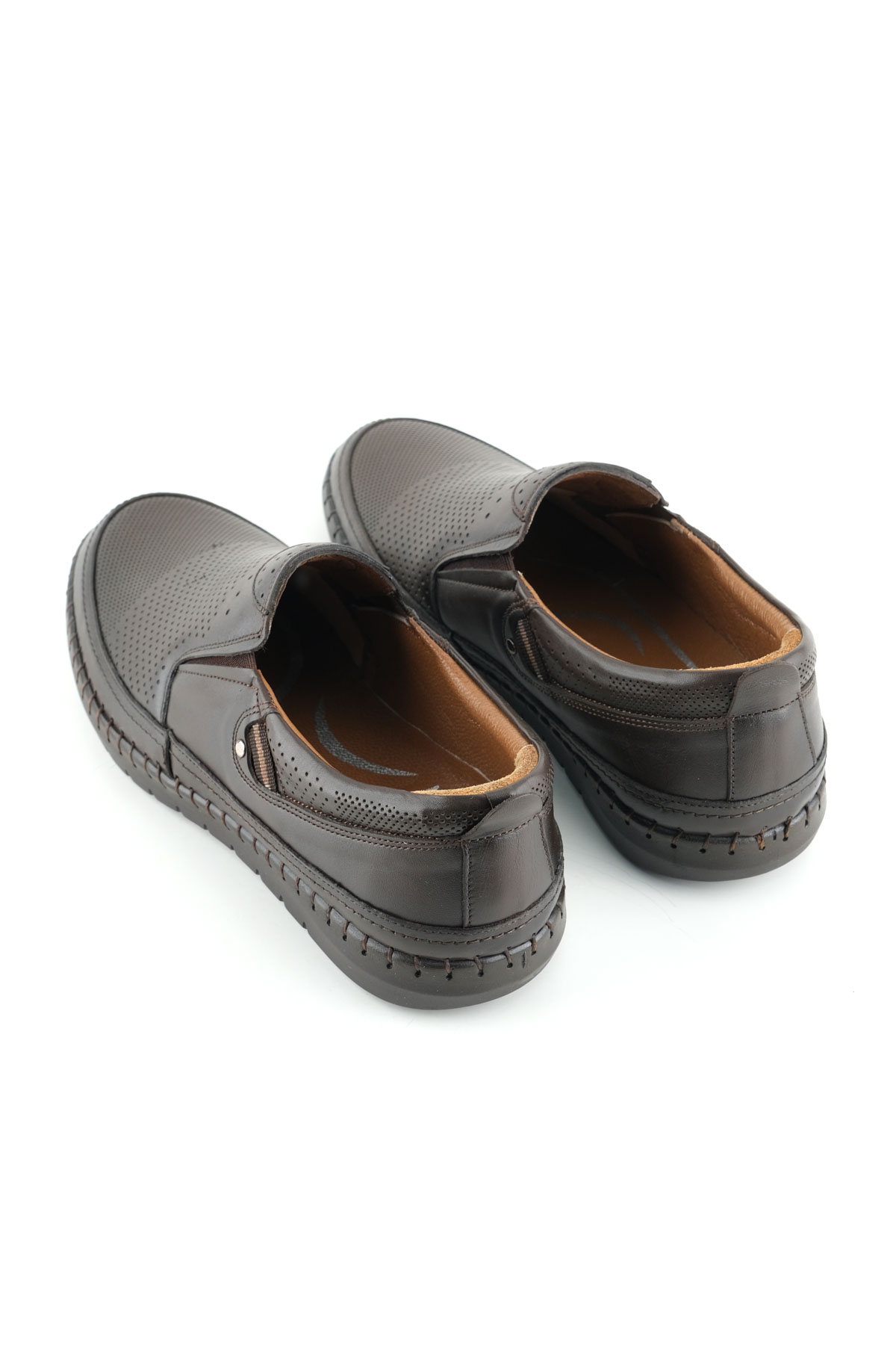 Erkek Yazlık İç Dış Hakiki Deri Ortopedik Rahat Taban Boğazdan Lastikli Esnek Günlük Ayakkabı - Görsel 5