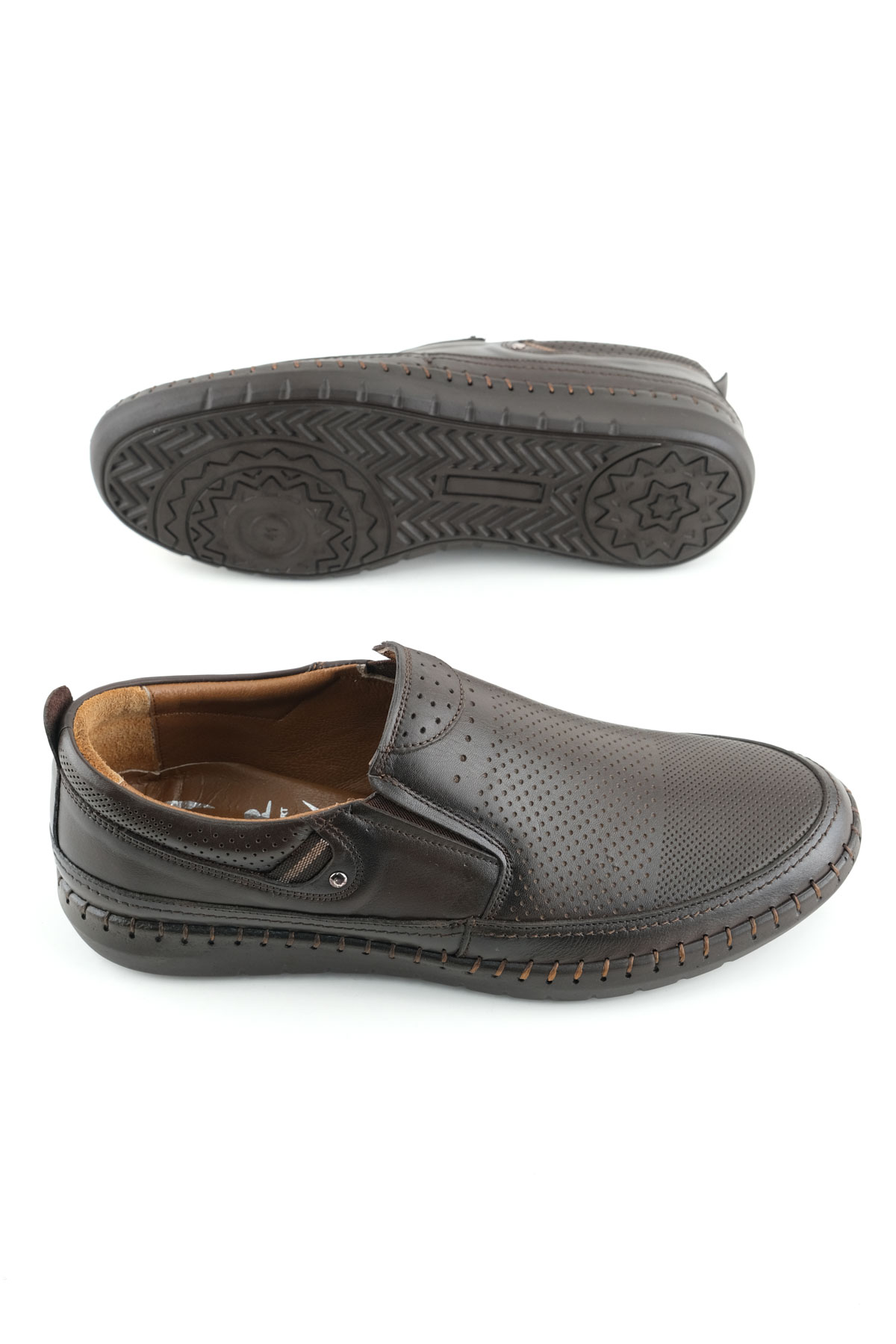 Erkek Yazlık İç Dış Hakiki Deri Ortopedik Rahat Taban Boğazdan Lastikli Esnek Günlük Ayakkabı - Görsel 6