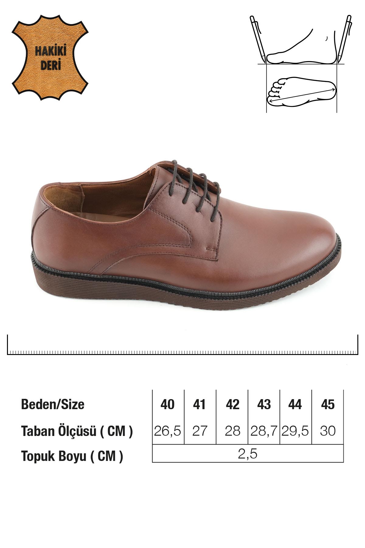 Erkek İç Dış Hakiki Deri Ortopedik Rahat Taban Bağcıklı Ayarlanabilir Günlük Klasik Ayakkabı - Görsel 3