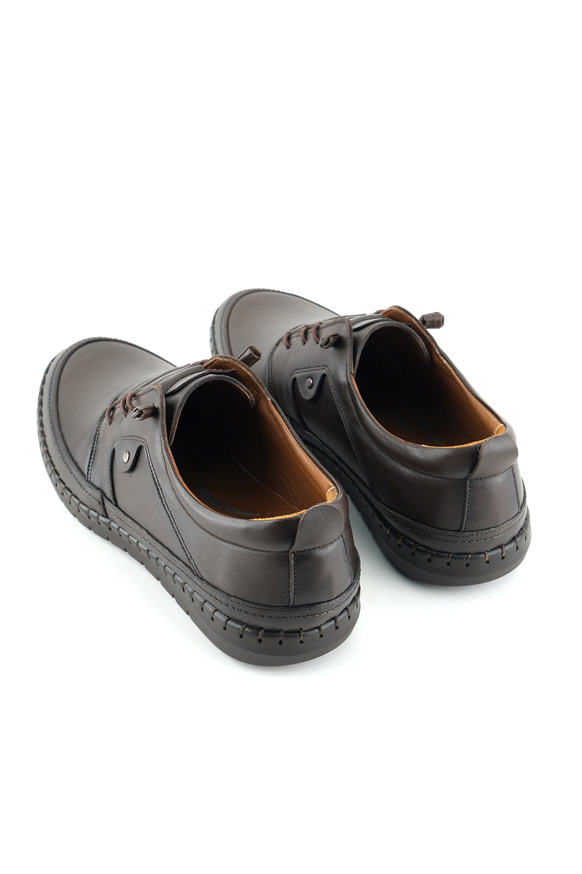 Erkek Yazlık İç Dış Hakiki Deri Ortopedik Rahat Taban Bağcıklı Ayarlanabilir Günlük Klasik Ayakkabı - Görsel 10