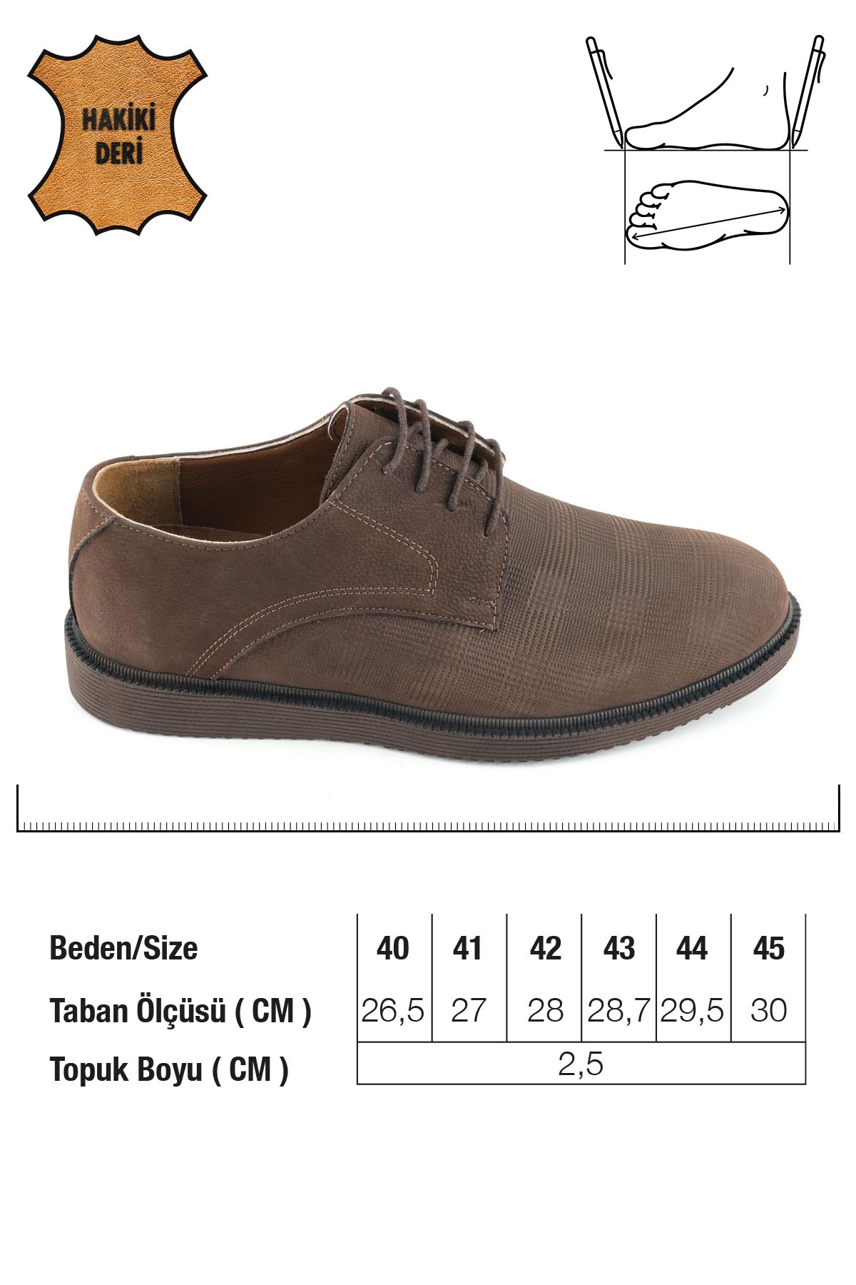 Erkek İç Dış Hakiki Deri Ortopedik Rahat Taban Bağcıklı Ayarlanabilir Günlük Klasik Ayakkabı - Görsel 3