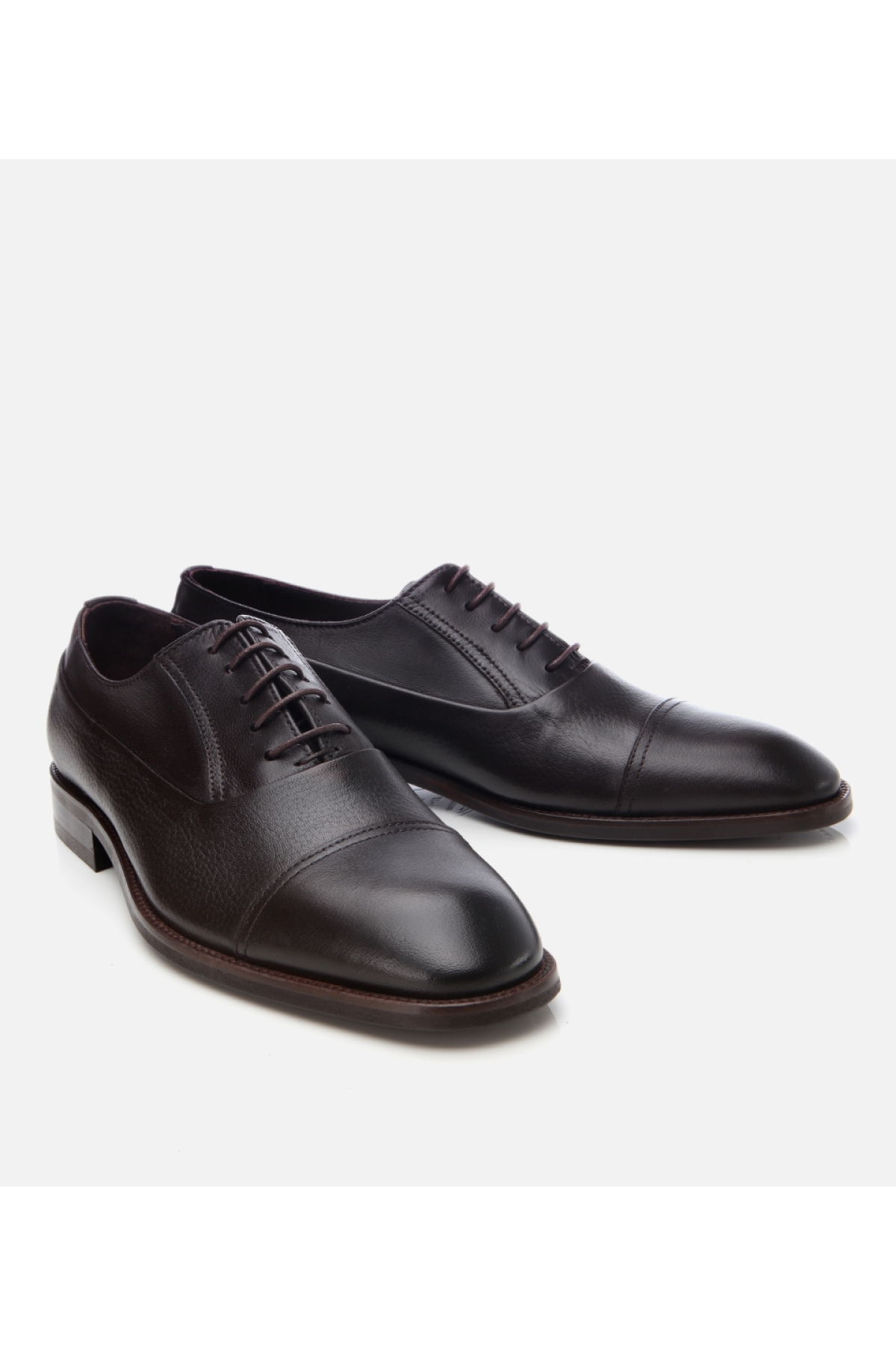 Erkek Deri Kahverengi Bağcıklı Şık Klasik Ayakkabı - Görsel 3