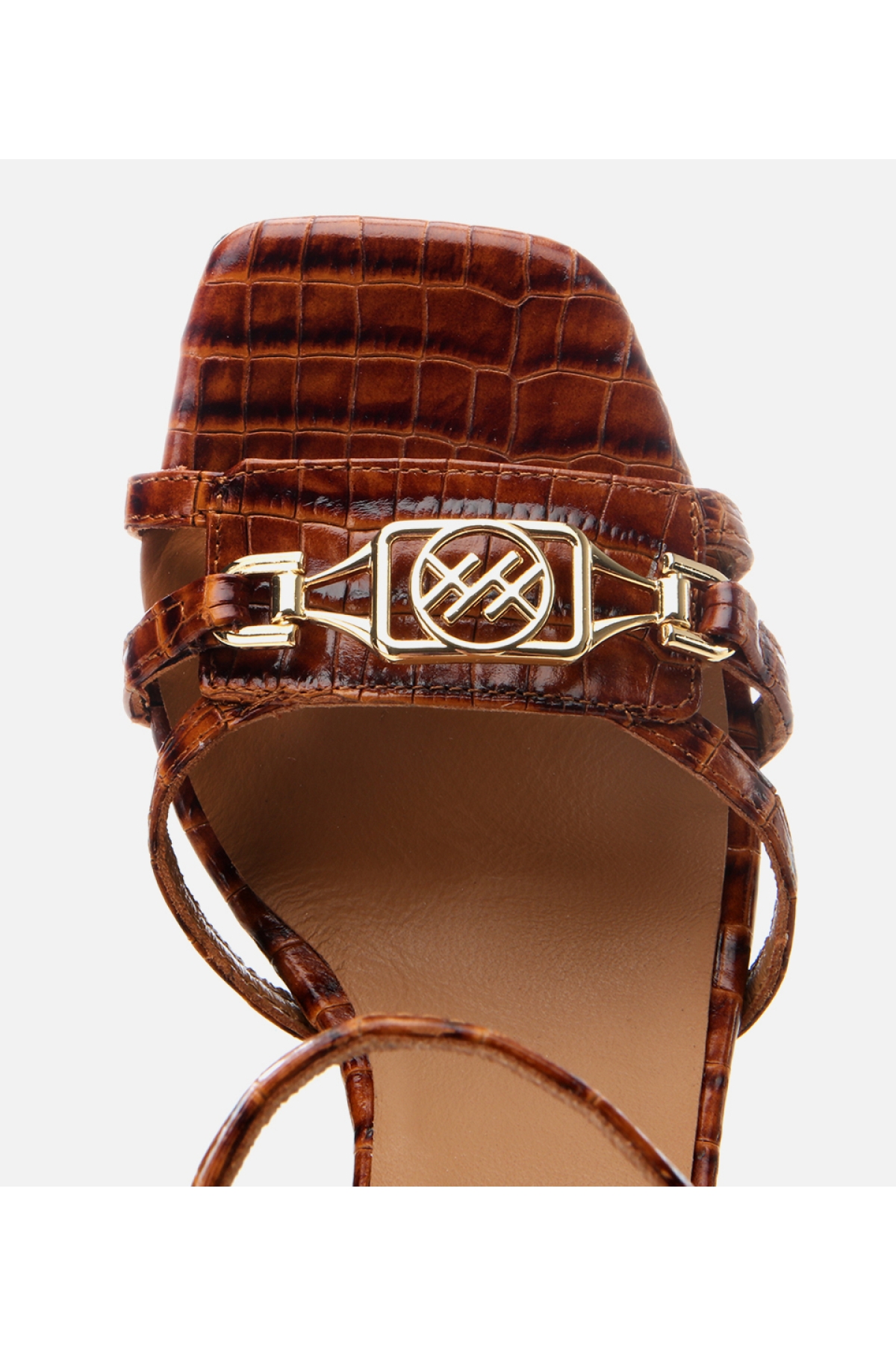 Hotiç Siyah Hotiç Hotiç Deri Kadın Kroko Desenli Topuklu Sandalet