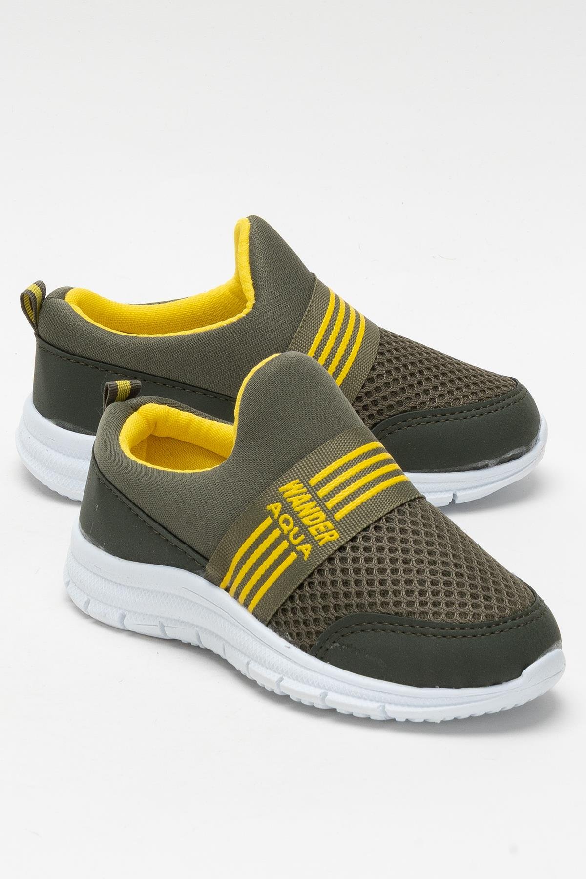 Unisex Lastilkli Hafif Airfle Çocuk Spor Ayakkabı HAKİ - Görsel 3