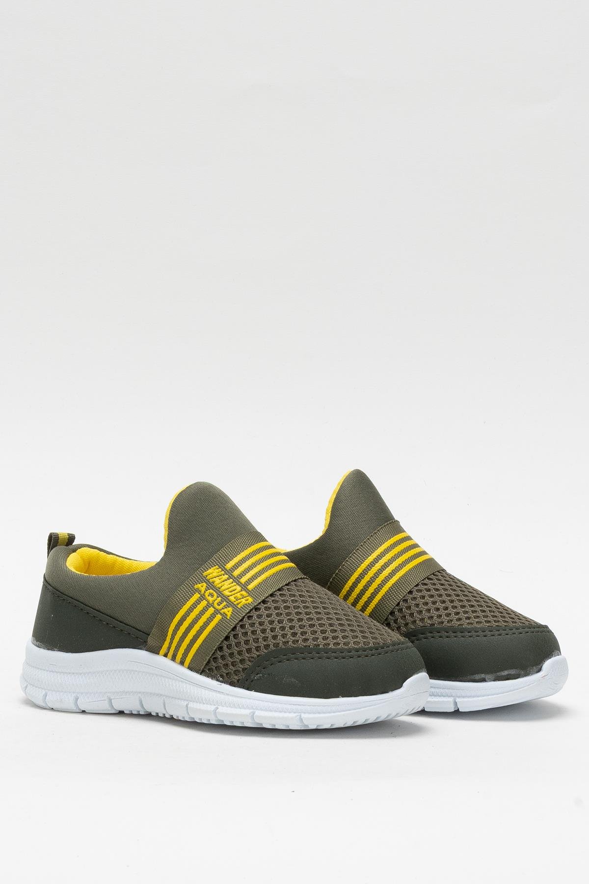 Unisex Lastilkli Hafif Airfle Çocuk Spor Ayakkabı HAKİ - Görsel 4