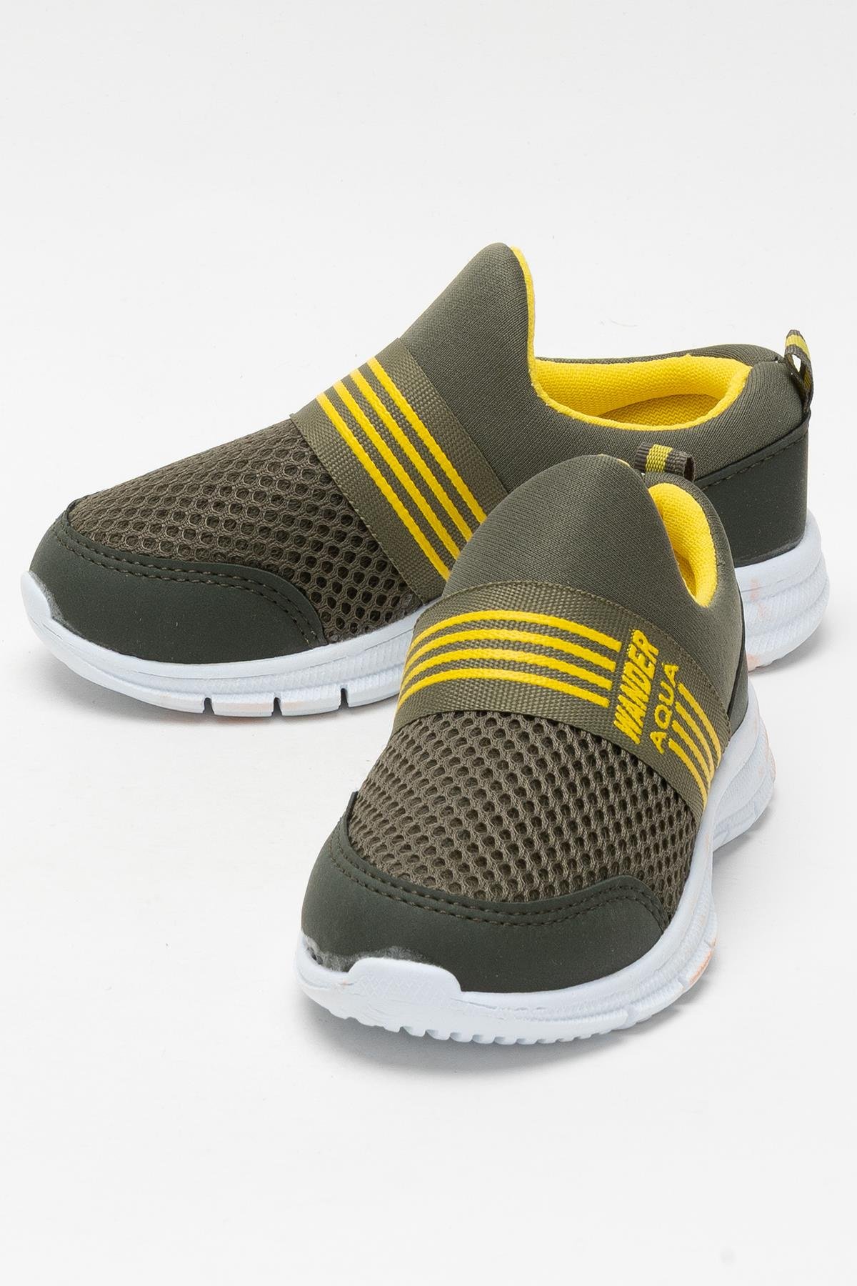 Unisex Lastilkli Hafif Airfle Çocuk Spor Ayakkabı HAKİ - Görsel 6