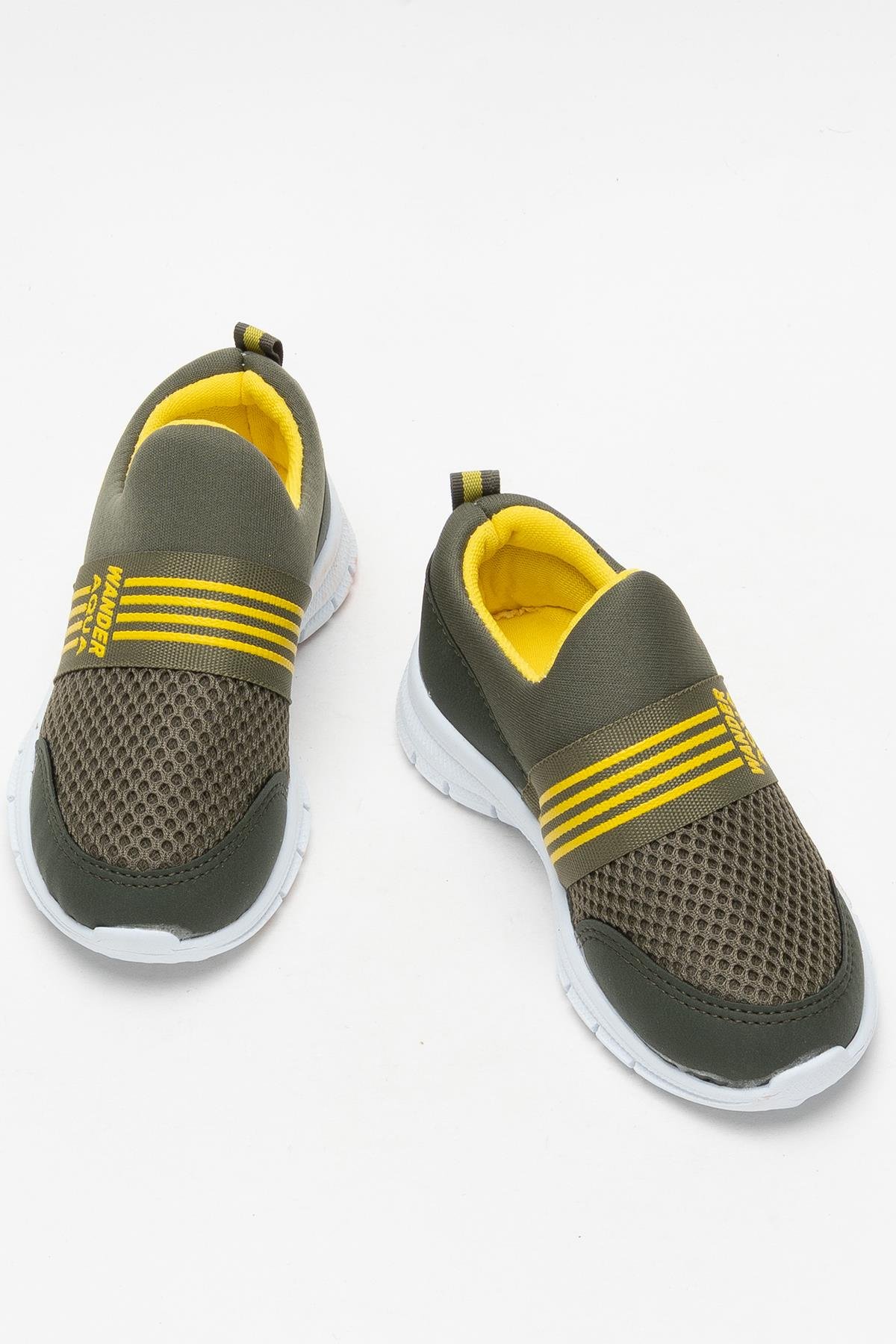 Unisex Lastilkli Hafif Airfle Çocuk Spor Ayakkabı HAKİ - Görsel 7
