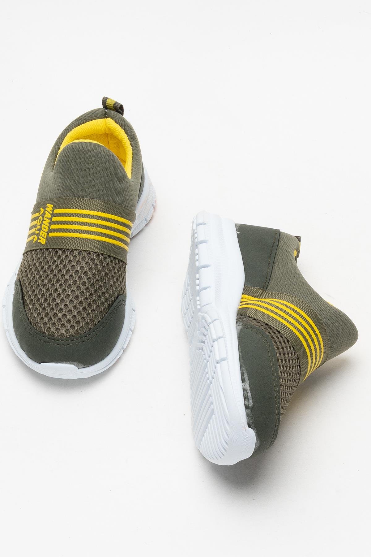 Unisex Lastilkli Hafif Airfle Çocuk Spor Ayakkabı HAKİ - Görsel 8