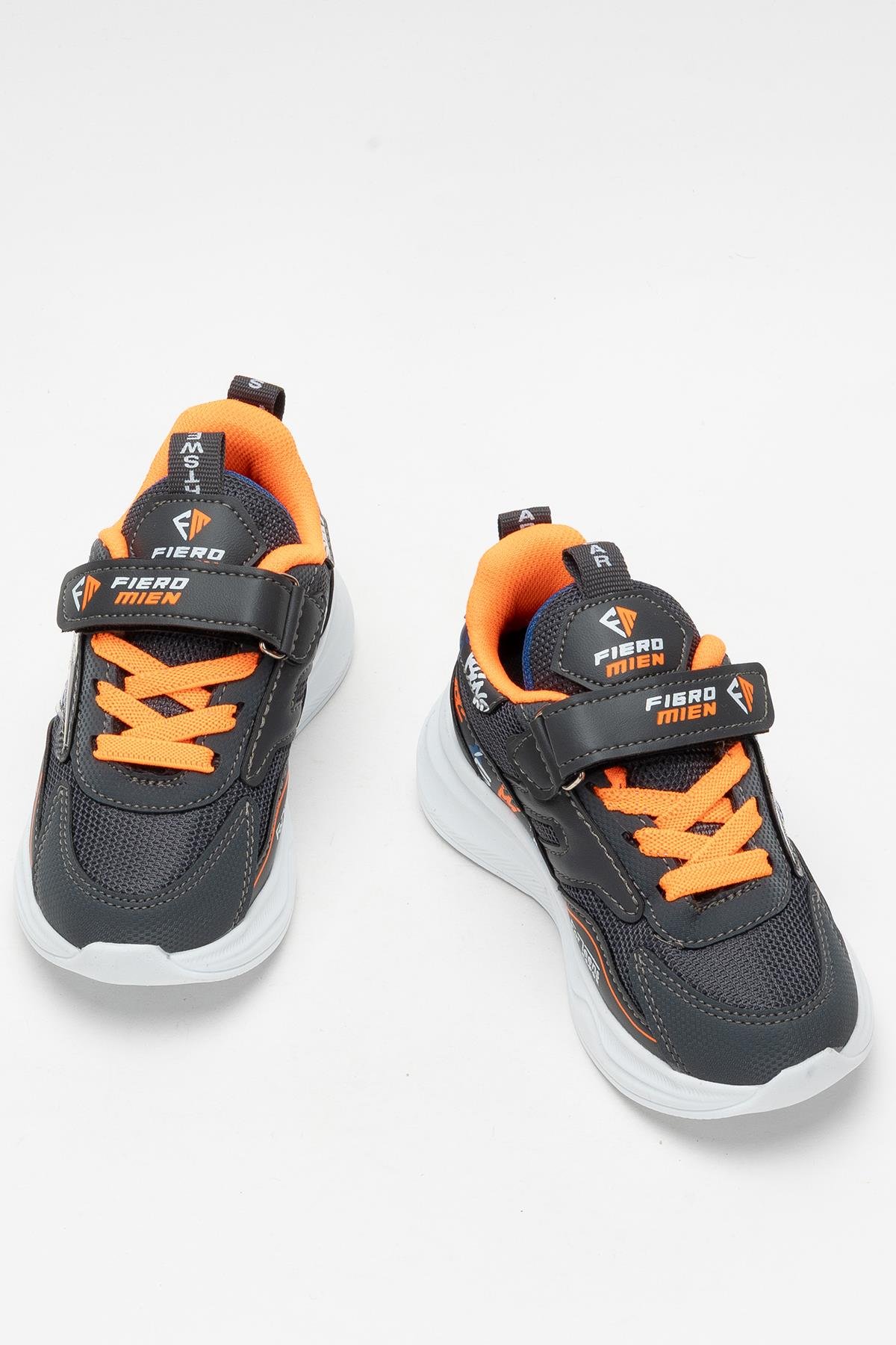 Çocuk Cırtlı Akıllı Bağcık Spor Ayakkabı FÜME - TURUNCU - Görsel 7