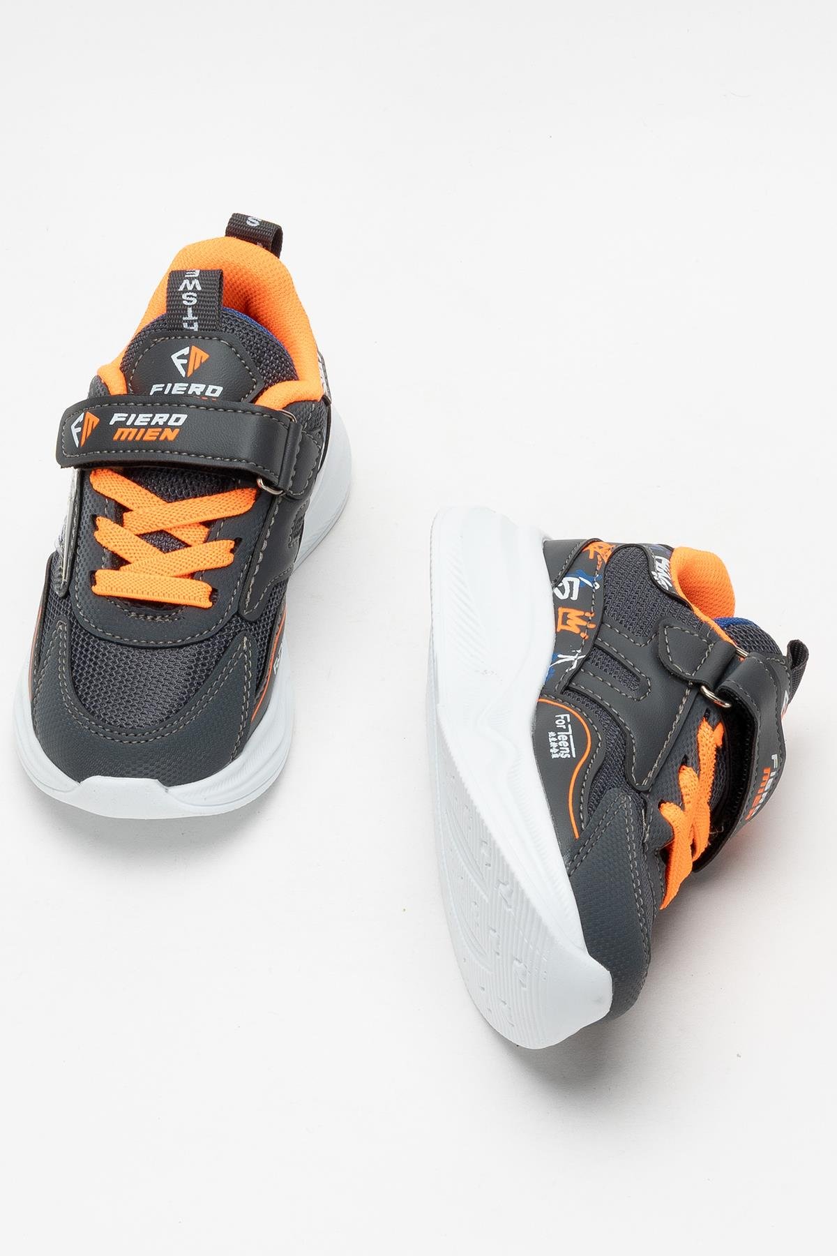 Çocuk Cırtlı Akıllı Bağcık Spor Ayakkabı FÜME - TURUNCU - Görsel 8