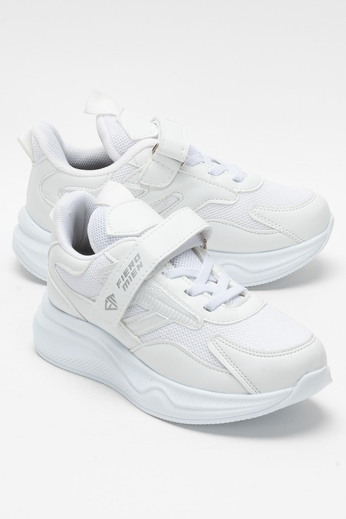 Çocuk Cırtlı Akıllı Bağcık Spor Ayakkabı BEYAZ - Görsel 3