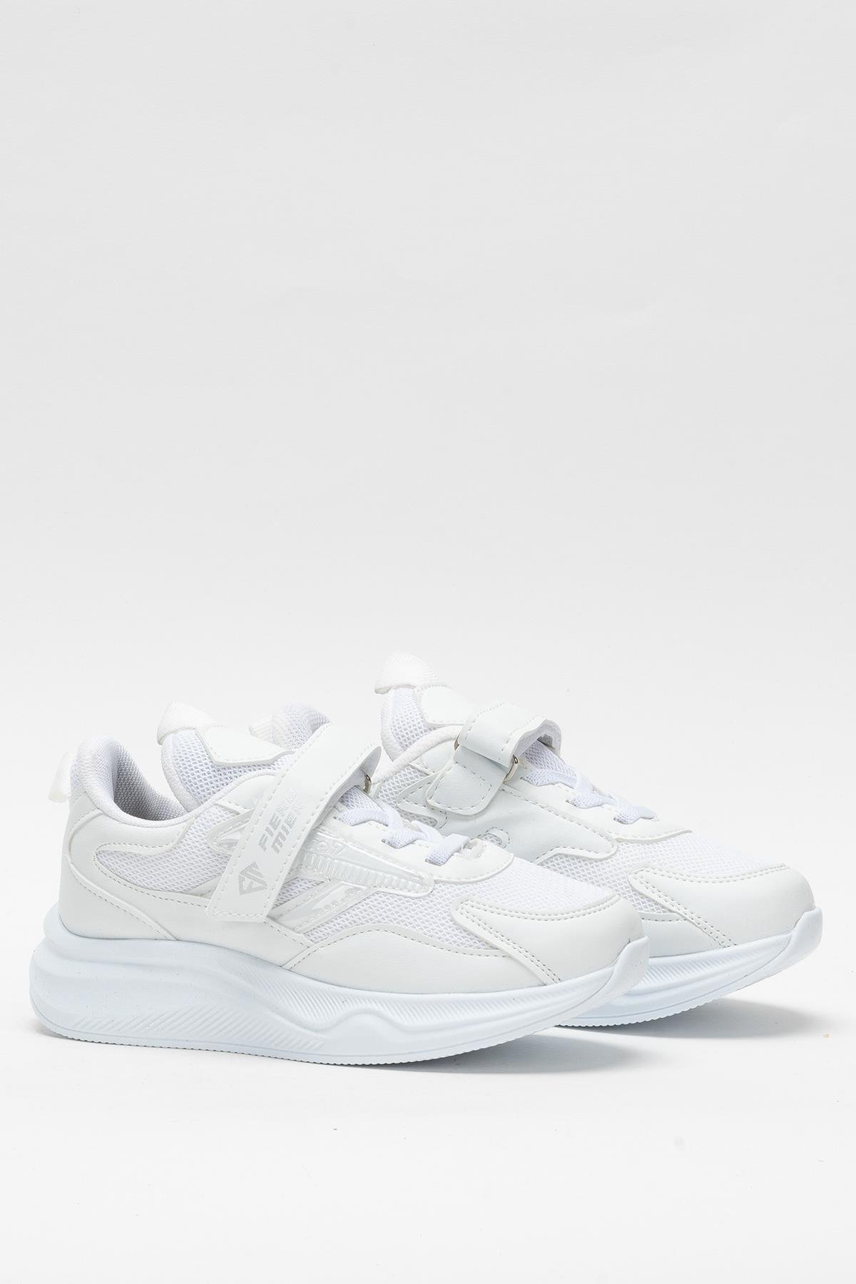 Çocuk Cırtlı Akıllı Bağcık Spor Ayakkabı BEYAZ - Görsel 4
