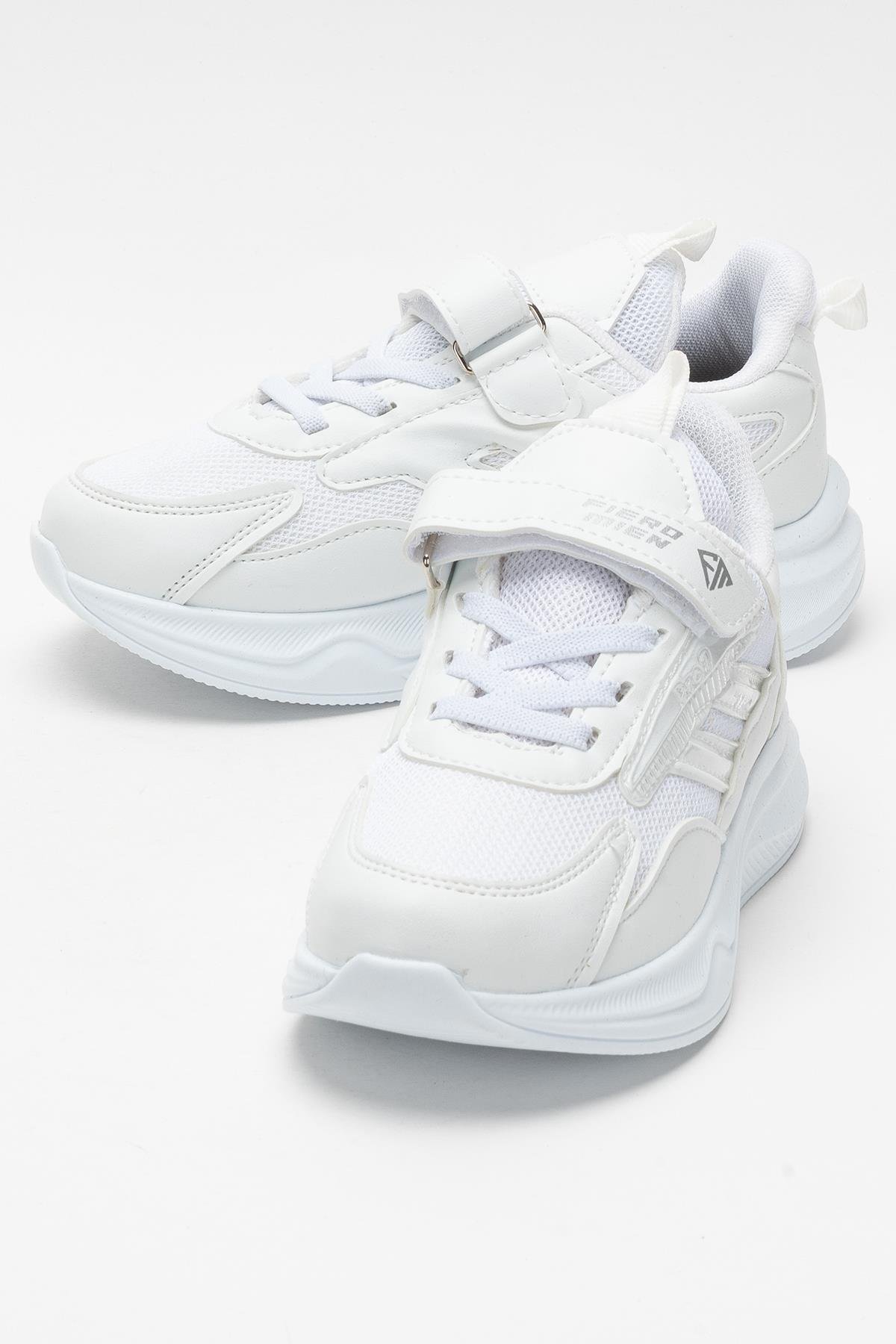 Çocuk Cırtlı Akıllı Bağcık Spor Ayakkabı BEYAZ - Görsel 6