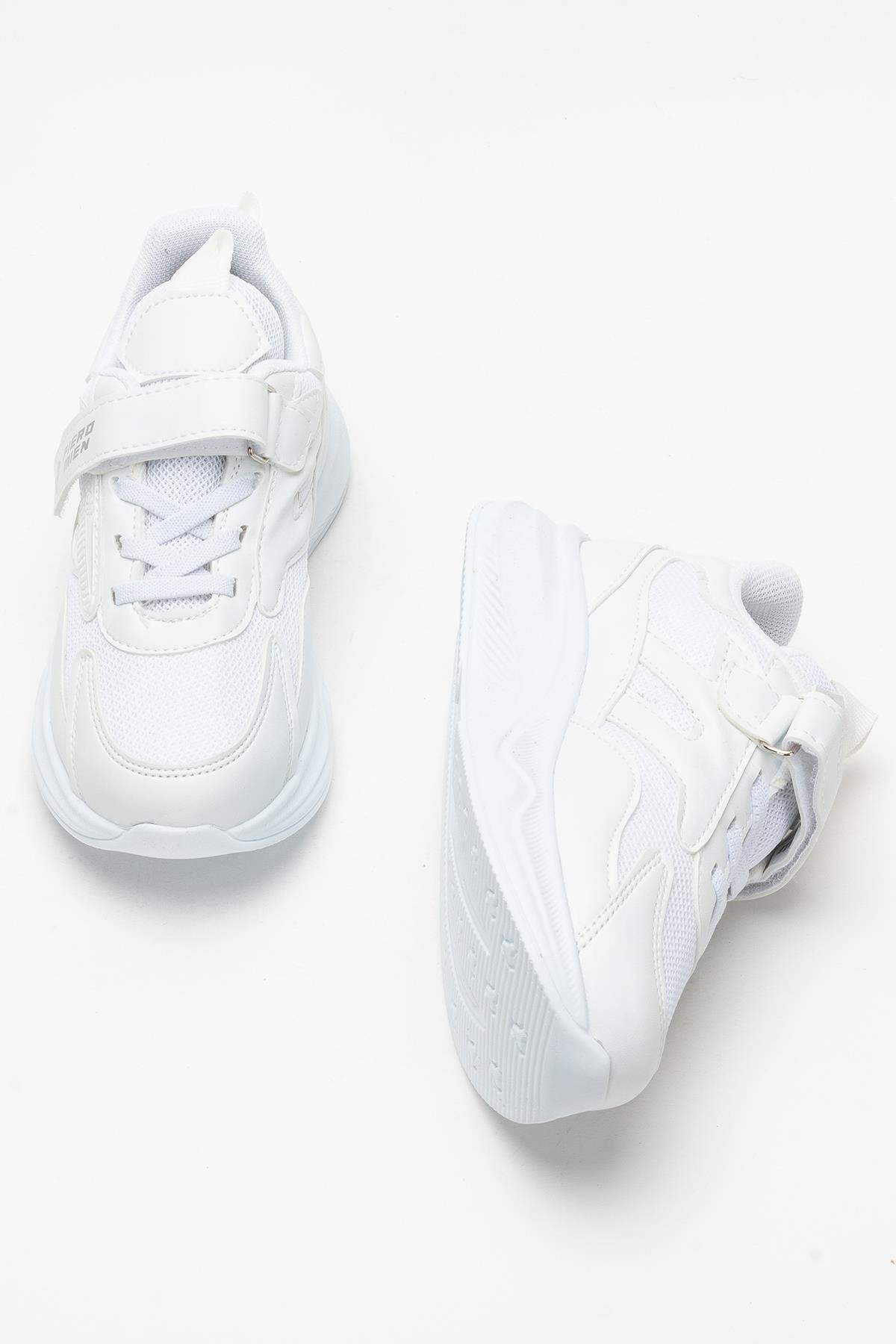 Çocuk Cırtlı Akıllı Bağcık Spor Ayakkabı BEYAZ - Görsel 8