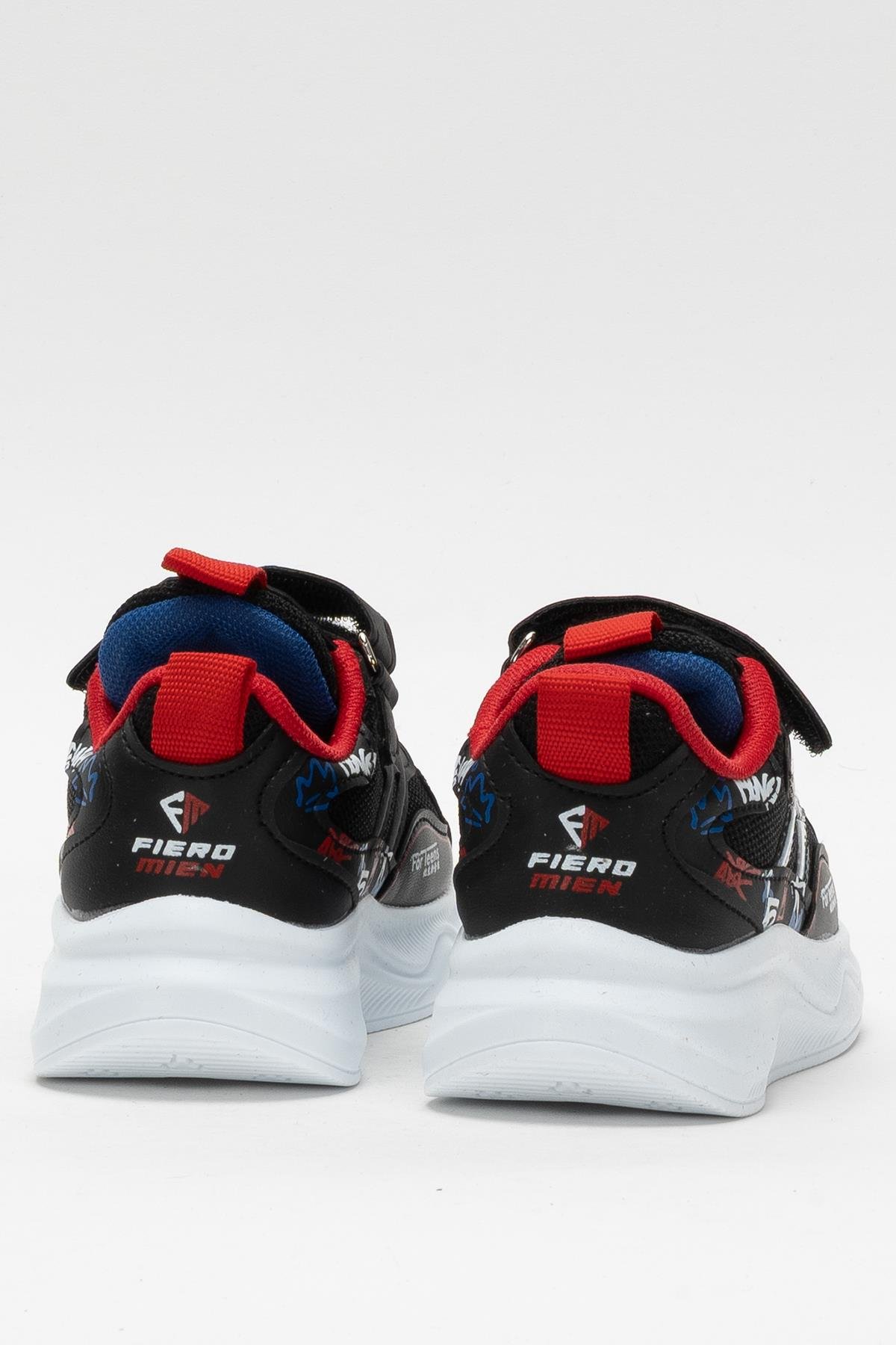 Çocuk Cırtlı Akıllı Bağcık Spor Ayakkabı SİYAH - KIRMIZI - Görsel 5