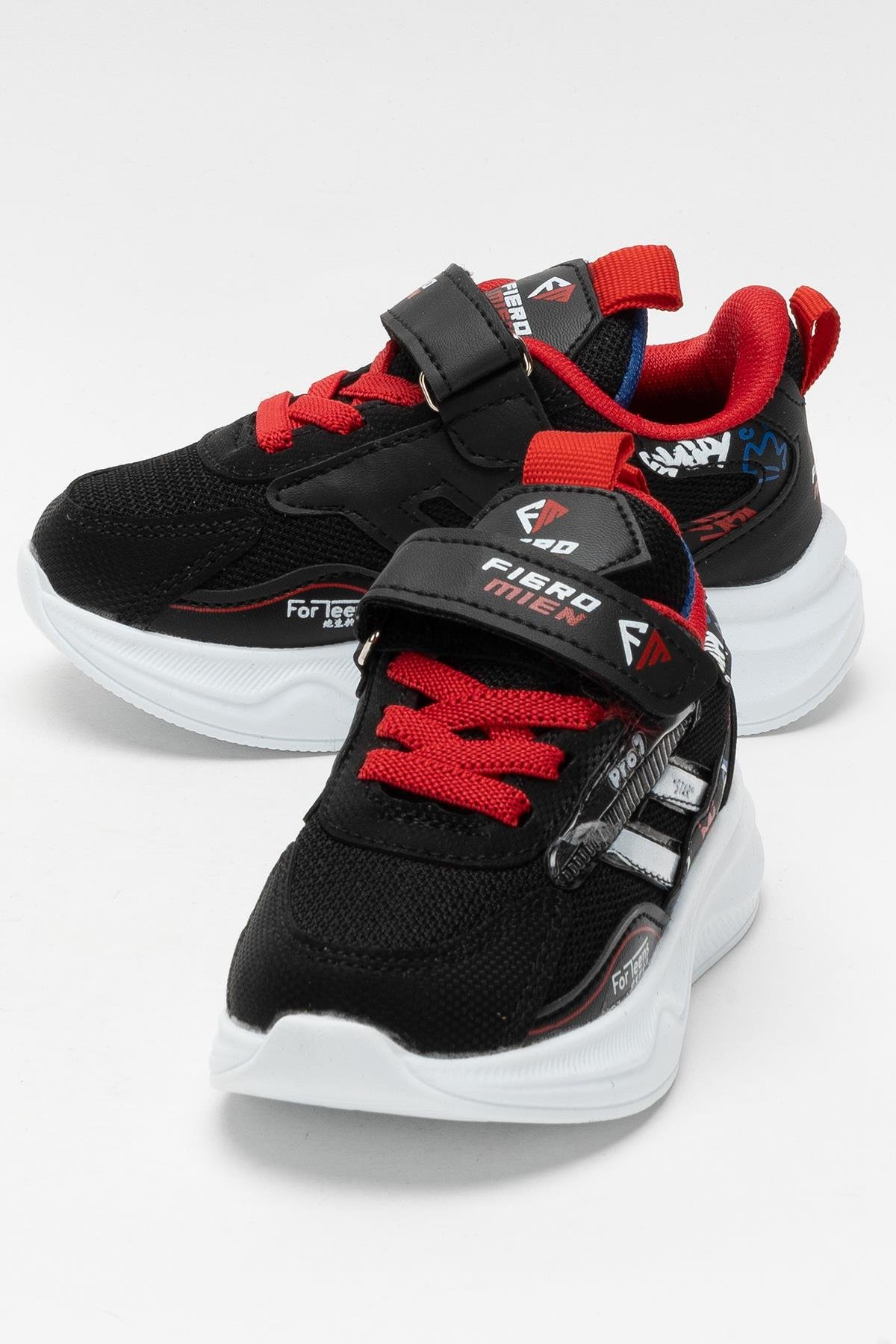 Çocuk Cırtlı Akıllı Bağcık Spor Ayakkabı SİYAH - KIRMIZI - Görsel 6