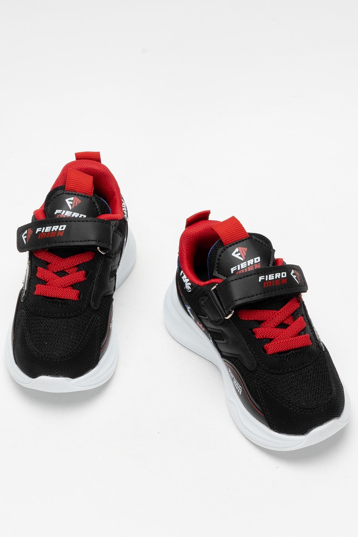 Çocuk Cırtlı Akıllı Bağcık Spor Ayakkabı SİYAH - KIRMIZI - Görsel 7