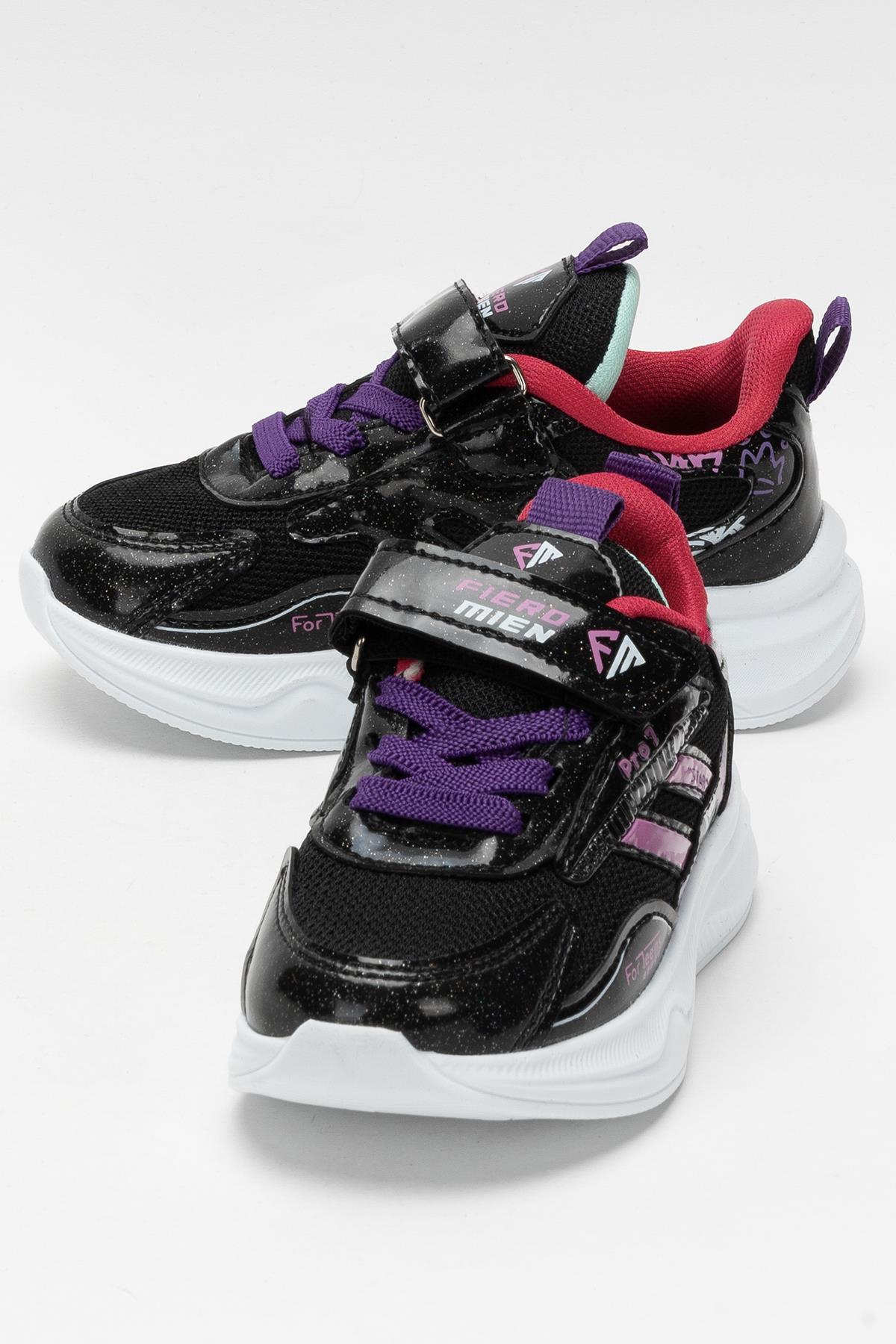 Çocuk Cırtlı Akıllı Bağcık Spor Ayakkabı SİYAH - FUŞYA - Görsel 6
