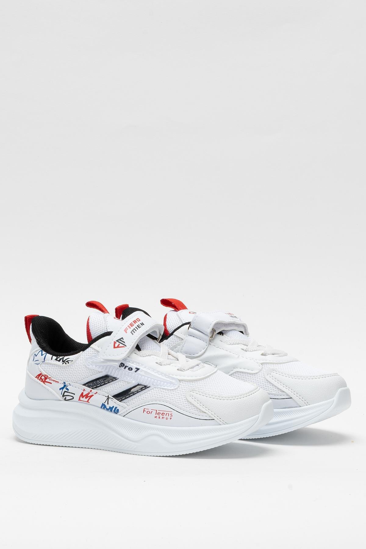 Çocuk Cırtlı Akıllı Bağcık Spor Ayakkabı BEYAZ - SİYAH - Görsel 4