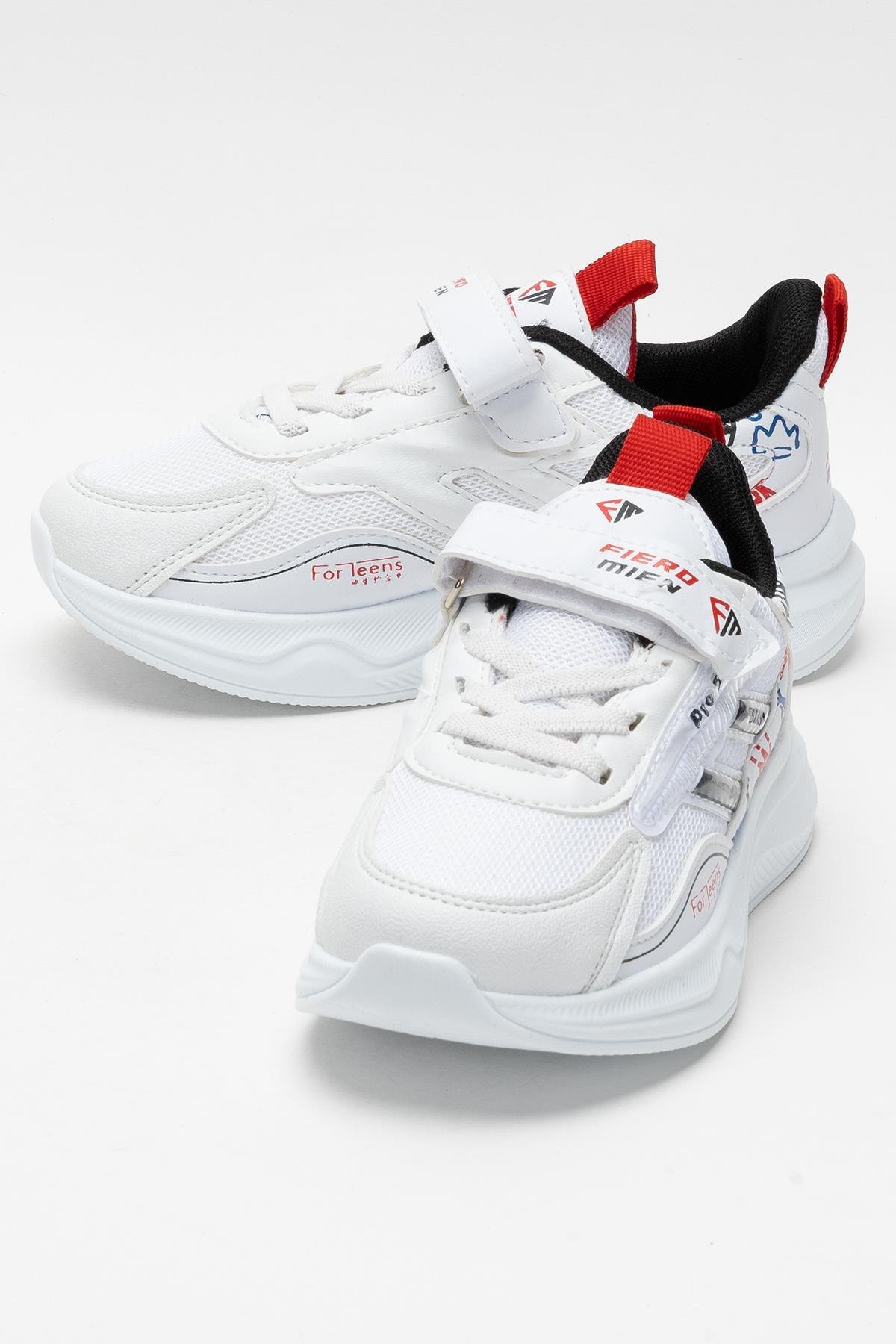 Çocuk Cırtlı Akıllı Bağcık Spor Ayakkabı BEYAZ - SİYAH - Görsel 6