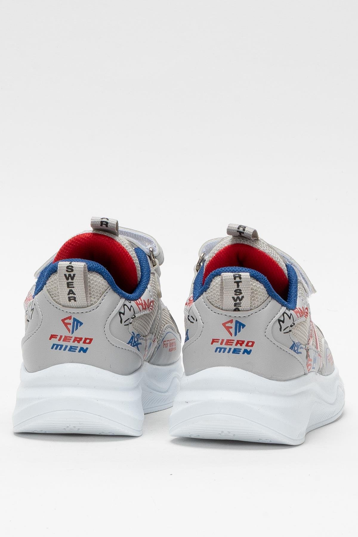 Çocuk Cırtlı Akıllı Bağcık Spor Ayakkabı GRİ - MAVİ - Görsel 5