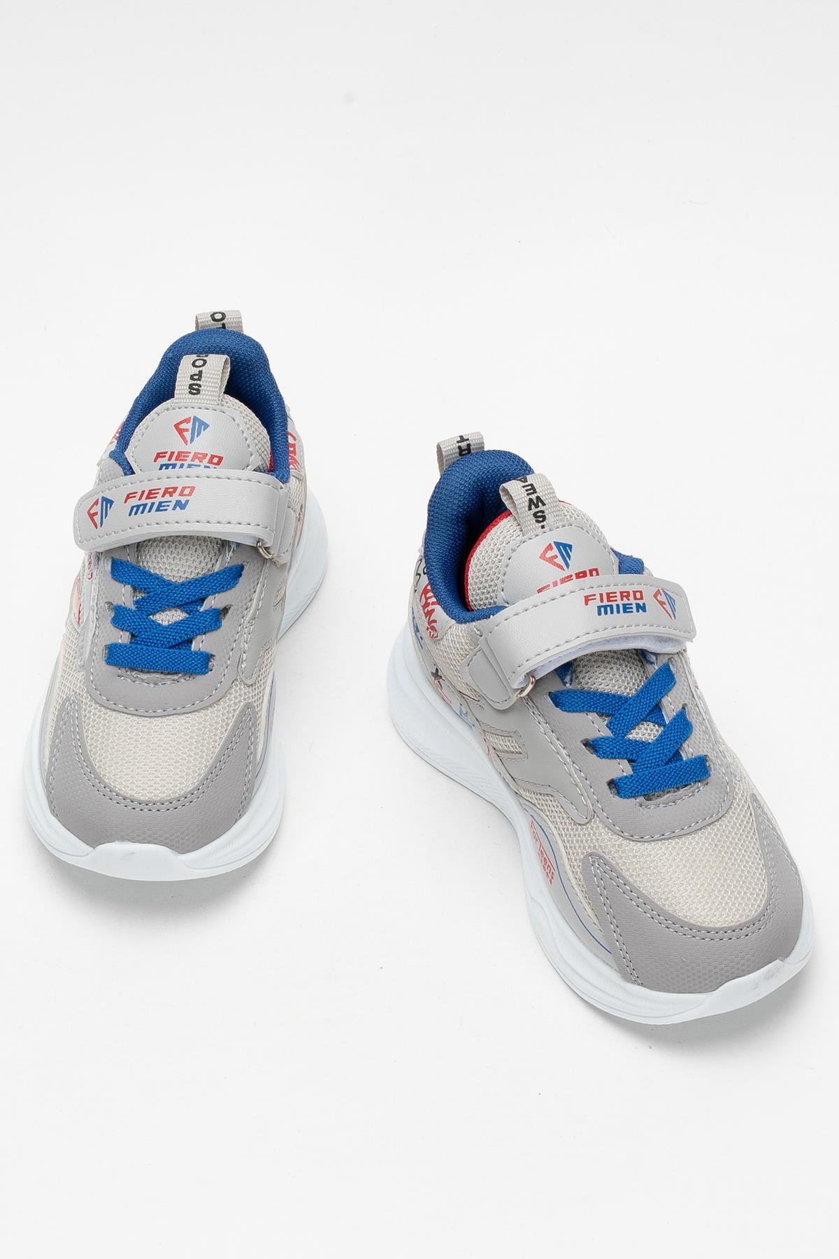 Çocuk Cırtlı Akıllı Bağcık Spor Ayakkabı GRİ - MAVİ - Görsel 7