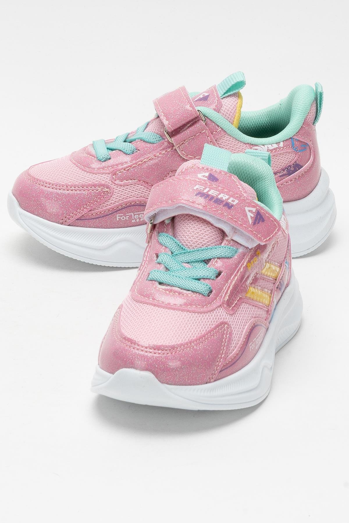 Çocuk Cırtlı Akıllı Bağcık Spor Ayakkabı PEMBE - YEŞİL - Görsel 6