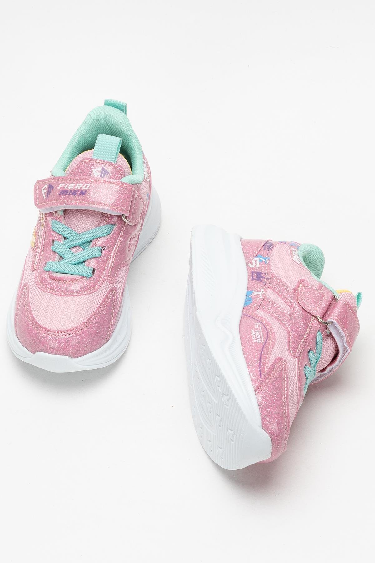 Çocuk Cırtlı Akıllı Bağcık Spor Ayakkabı PEMBE - YEŞİL - Görsel 8