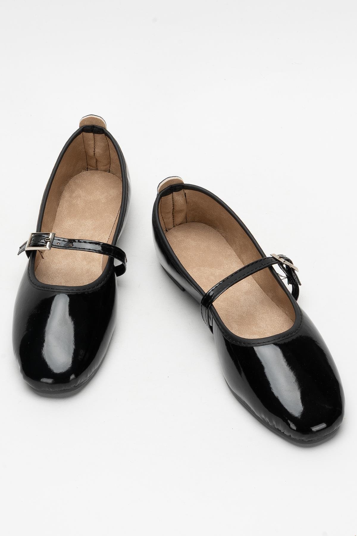 Kadın Kemer Detay Rugan Babet Ayakkabı SİYAH - Görsel 6