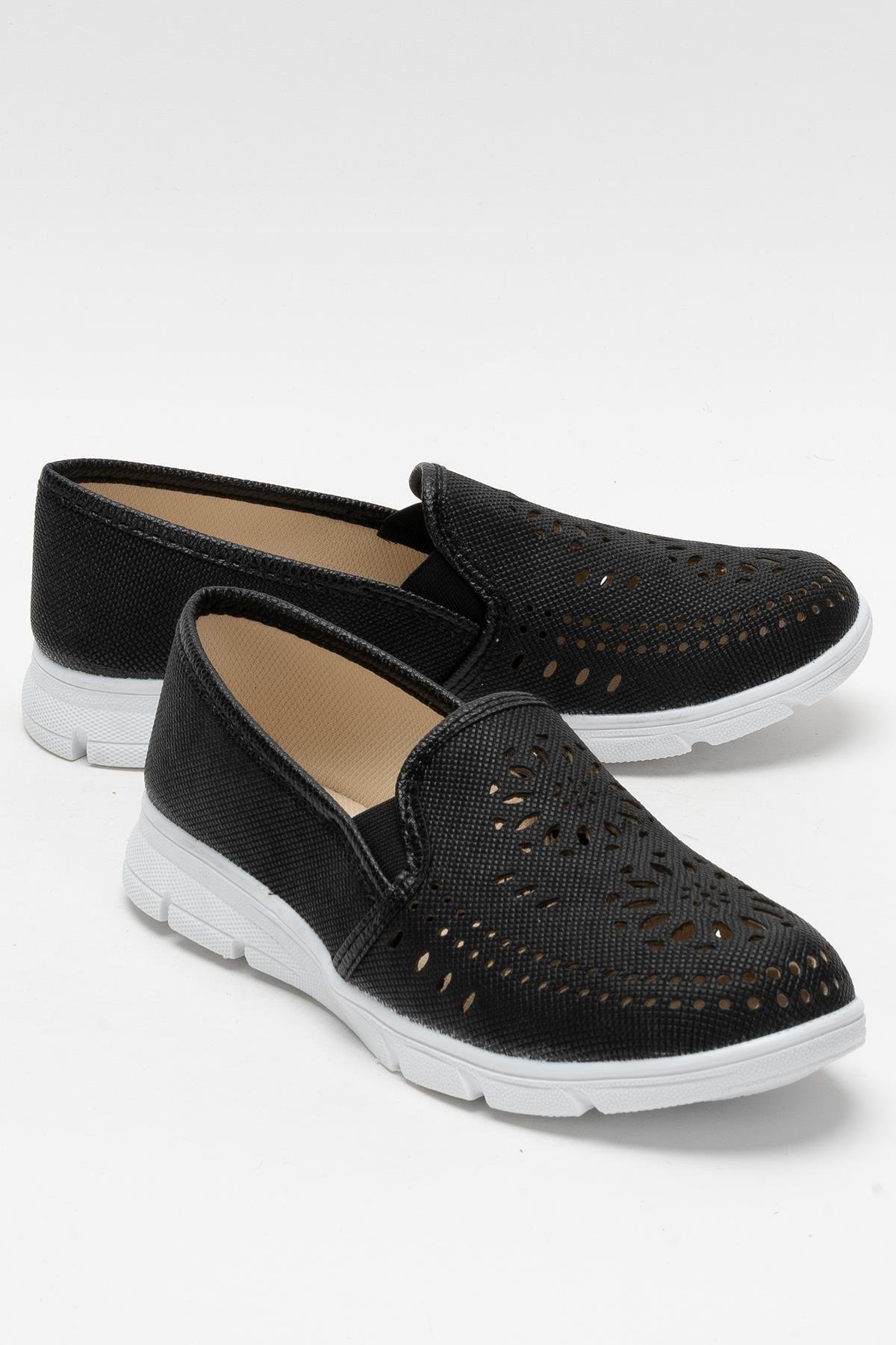 Kadın Lazer Desenli Günlük Kadın Spor Ayakkabı SİYAH - Görsel 3