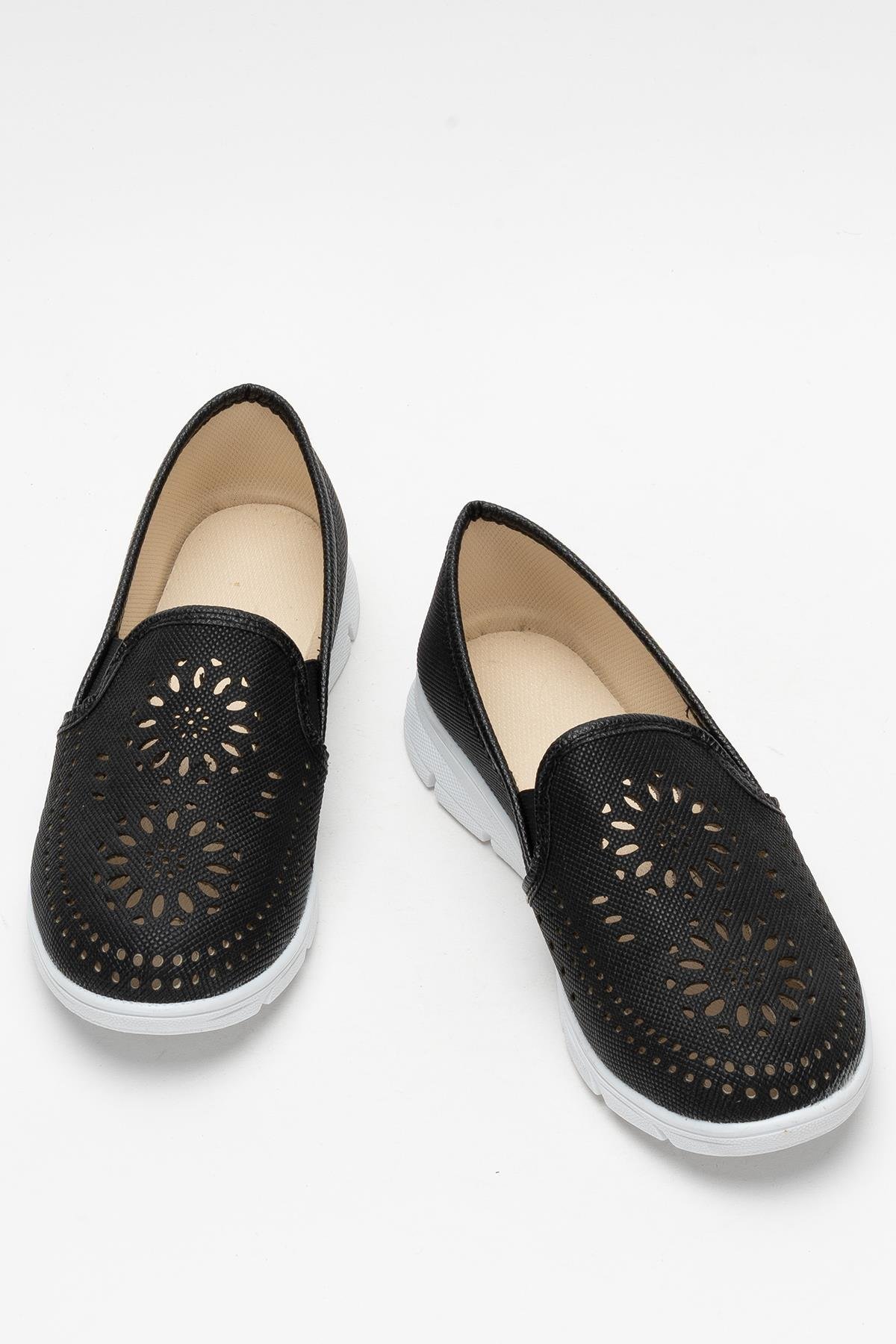 Kadın Lazer Desenli Günlük Kadın Spor Ayakkabı SİYAH - Görsel 7