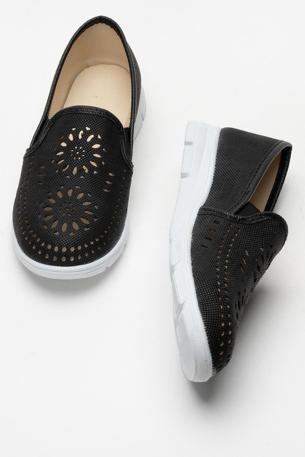 Kadın Lazer Desenli Günlük Kadın Spor Ayakkabı SİYAH - Görsel 8