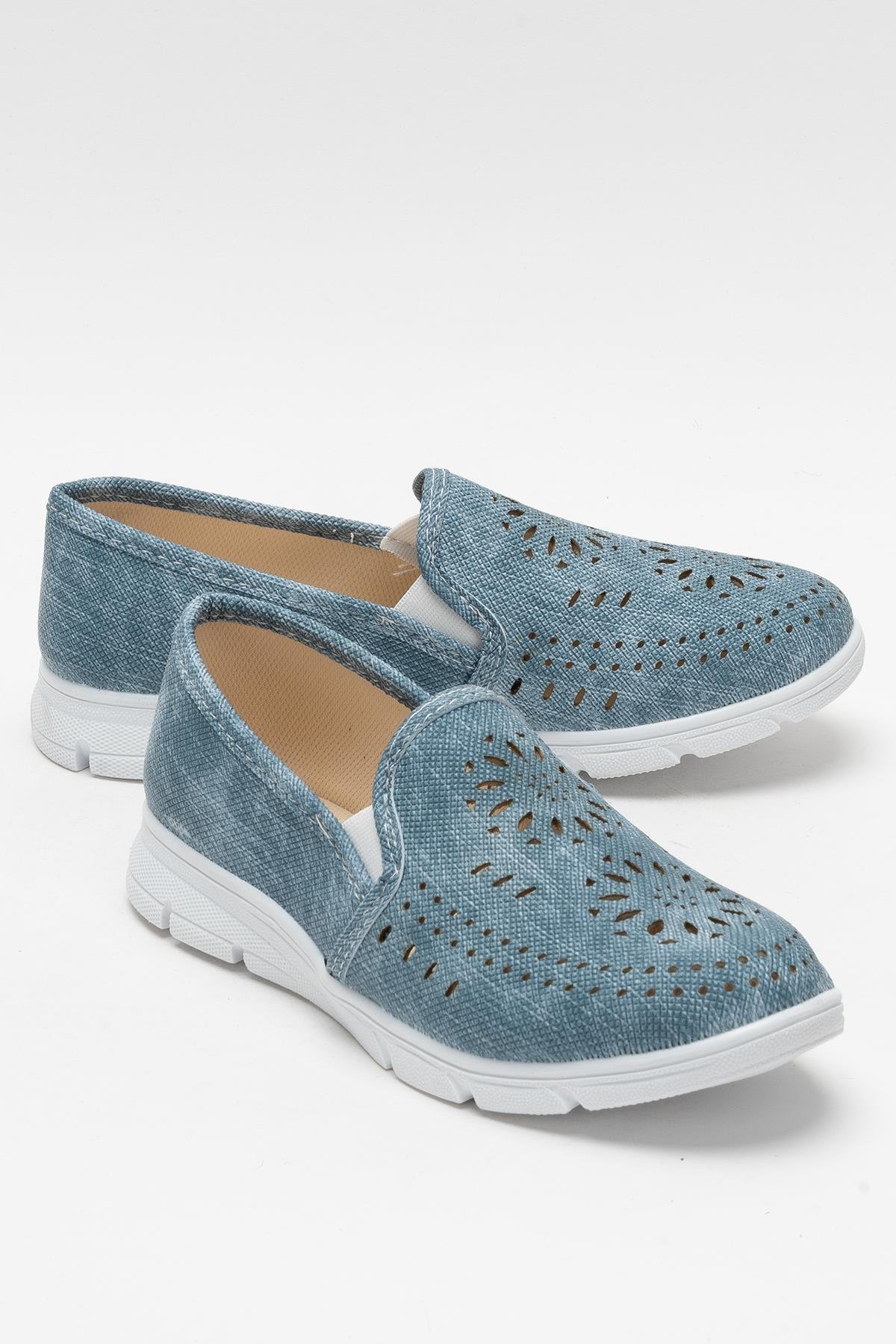 Kadın Lazer Desenli Günlük Kadın Spor Ayakkabı MAVİ - Görsel 3