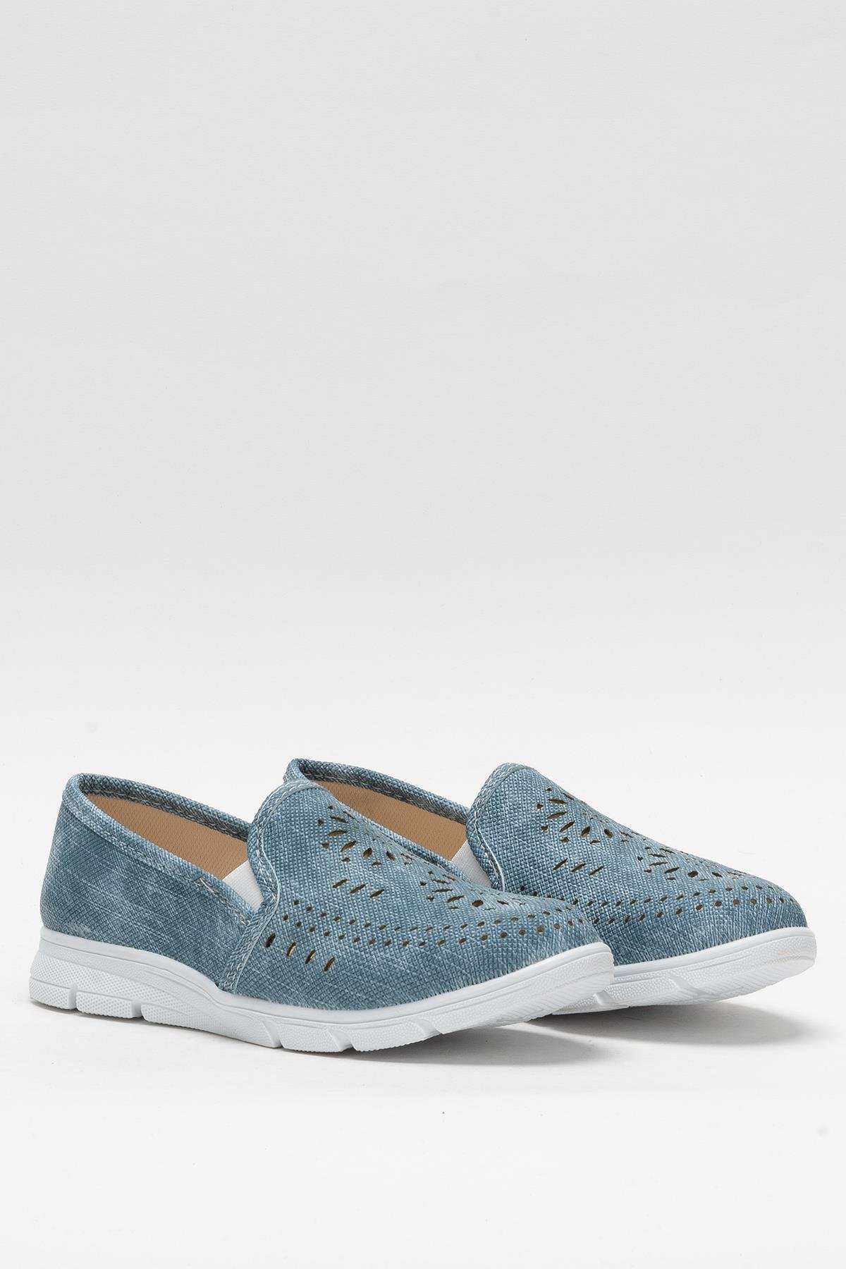 Kadın Lazer Desenli Günlük Kadın Spor Ayakkabı MAVİ - Görsel 4